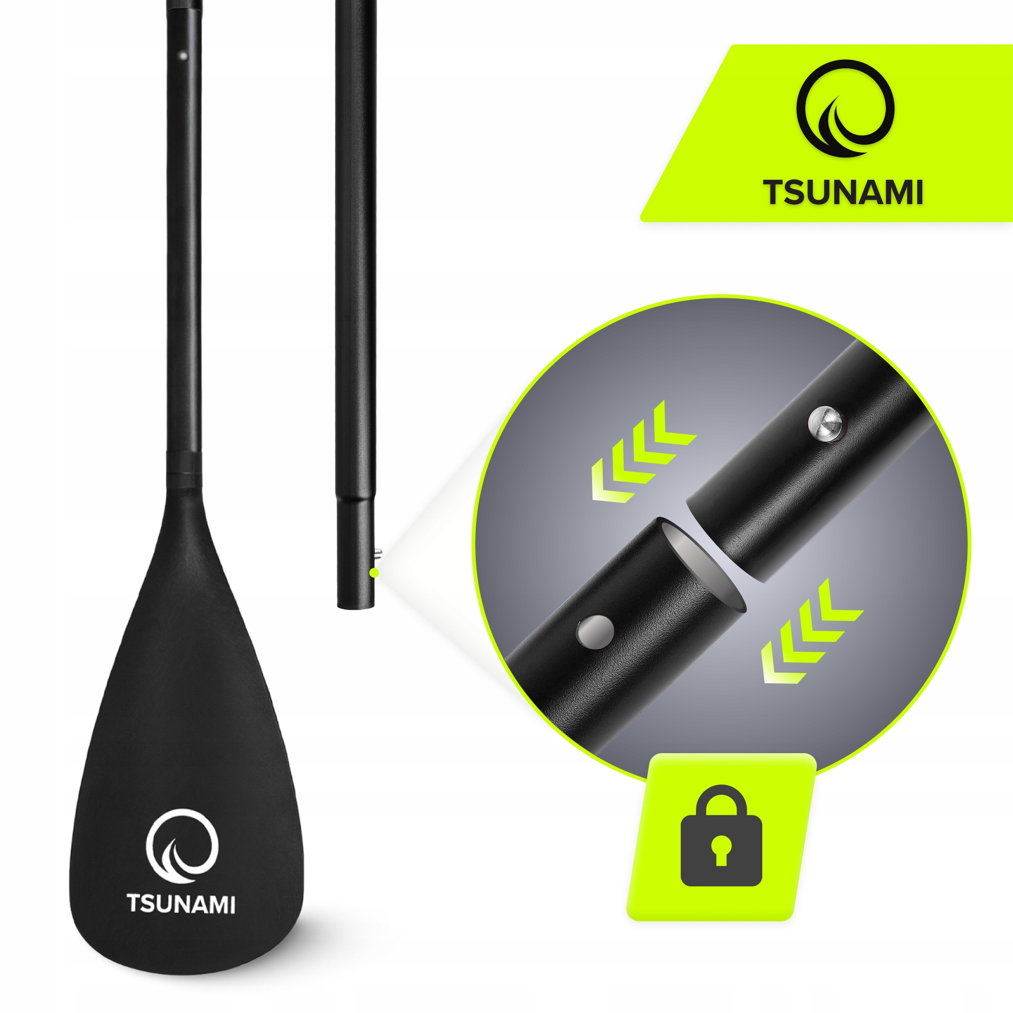 Весло для SUP дошки TSUNAMI 160-215 см регульоване, складне Black (P-5907739316462) — мініатюра 6