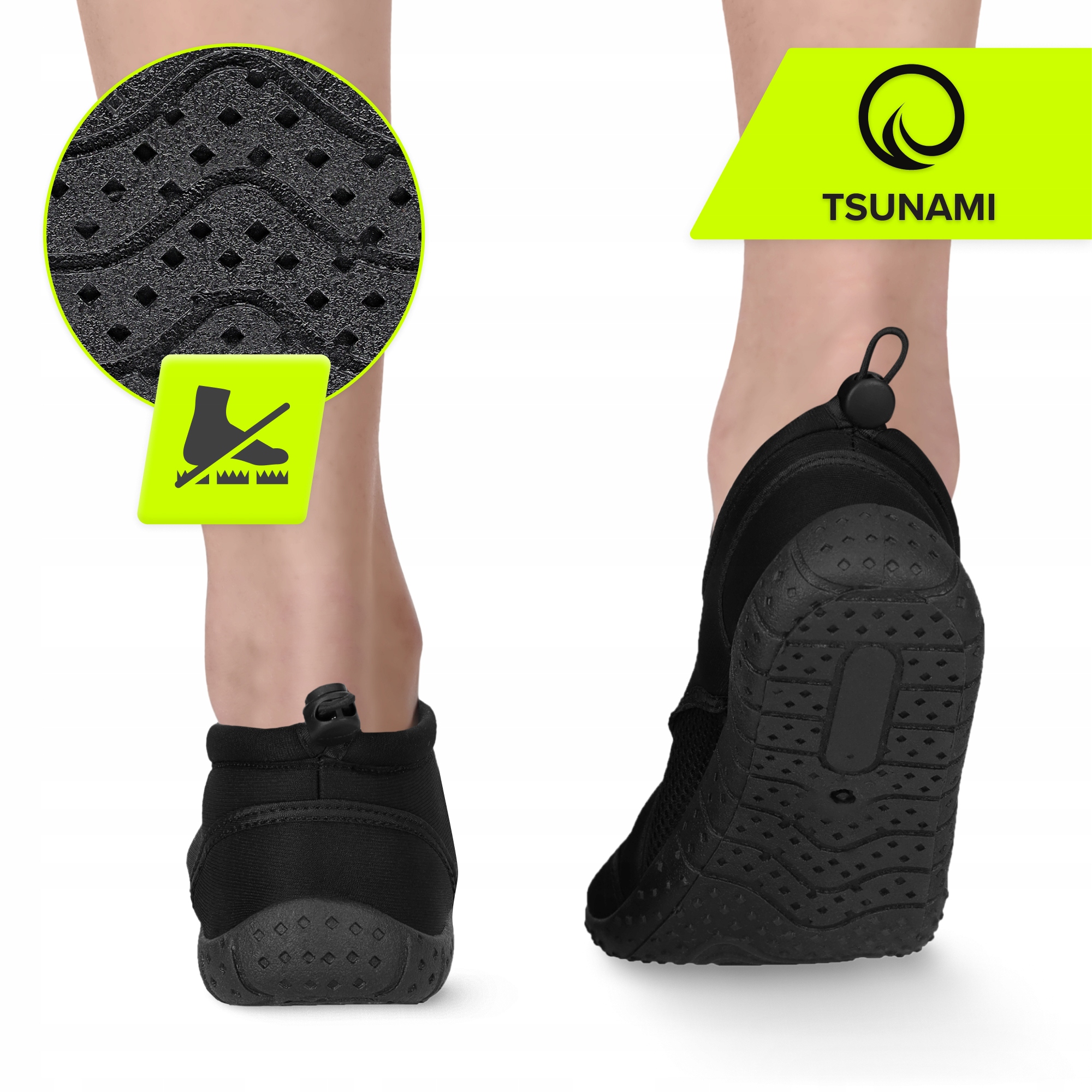 Взуття для пляжу (аквашузи) TSUNAMI Slip-On для плавання та водних видів спорту Size 29 Black (P-5905973406185) — мініатюра 7
