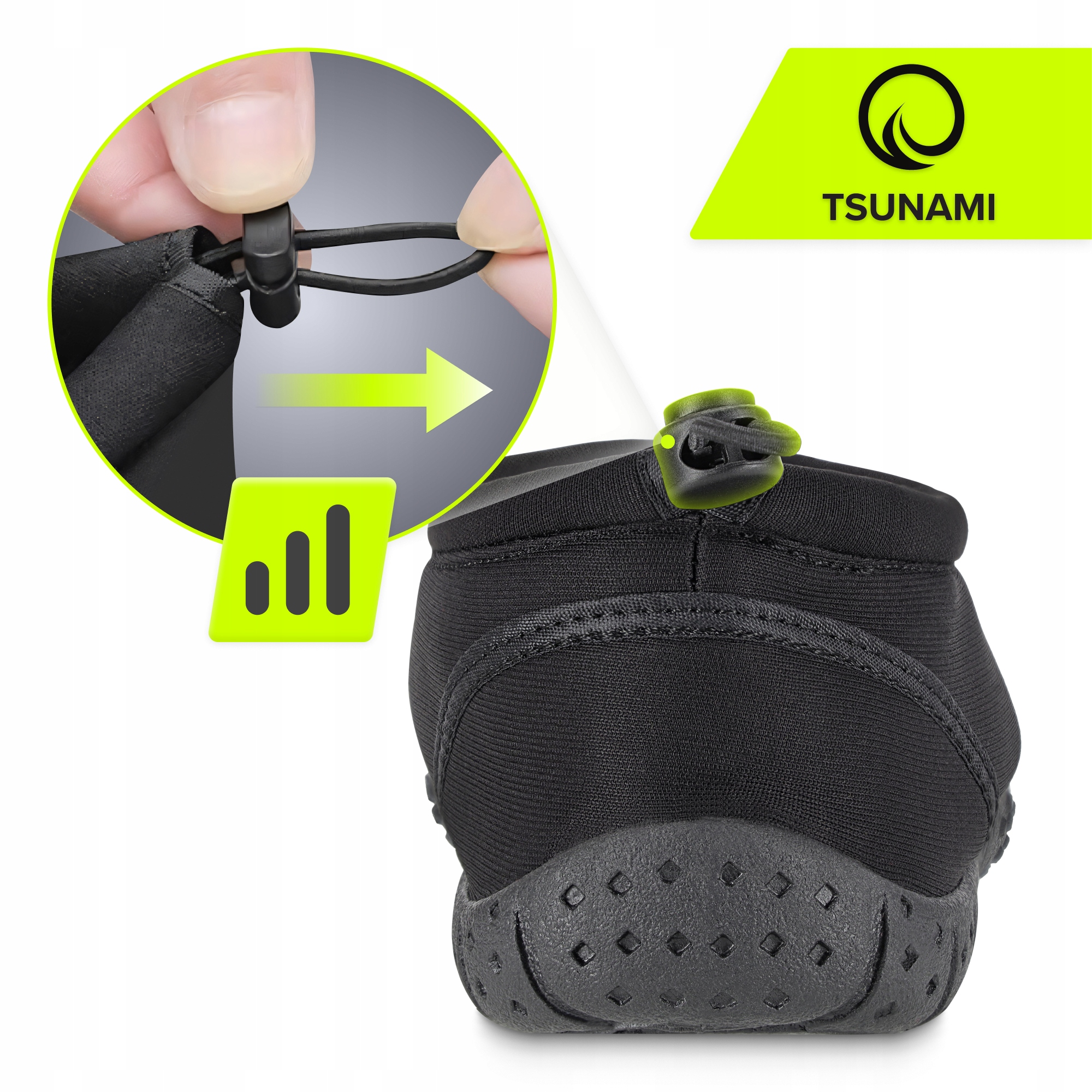 Взуття для пляжу (аквашузи) TSUNAMI Slip-On для плавання та водних видів спорту Size 29 Black (P-5905973406185) — мініатюра 9
