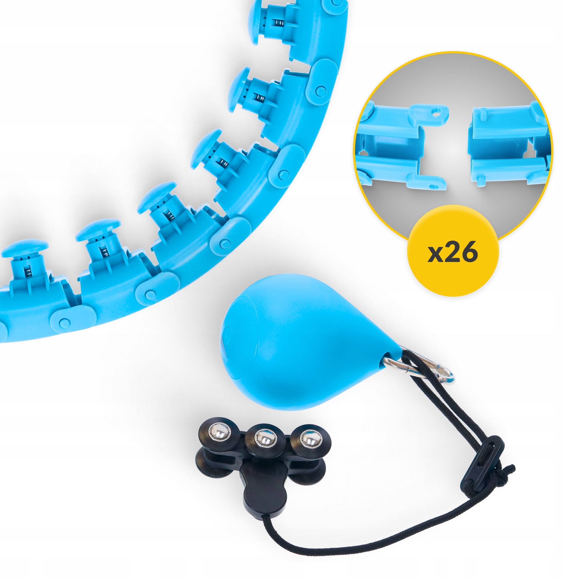 Обруч (хулахуп) масажний 4FIZJO з обтяженням Sky Blue (P-5907739316837) — мініатюра 6