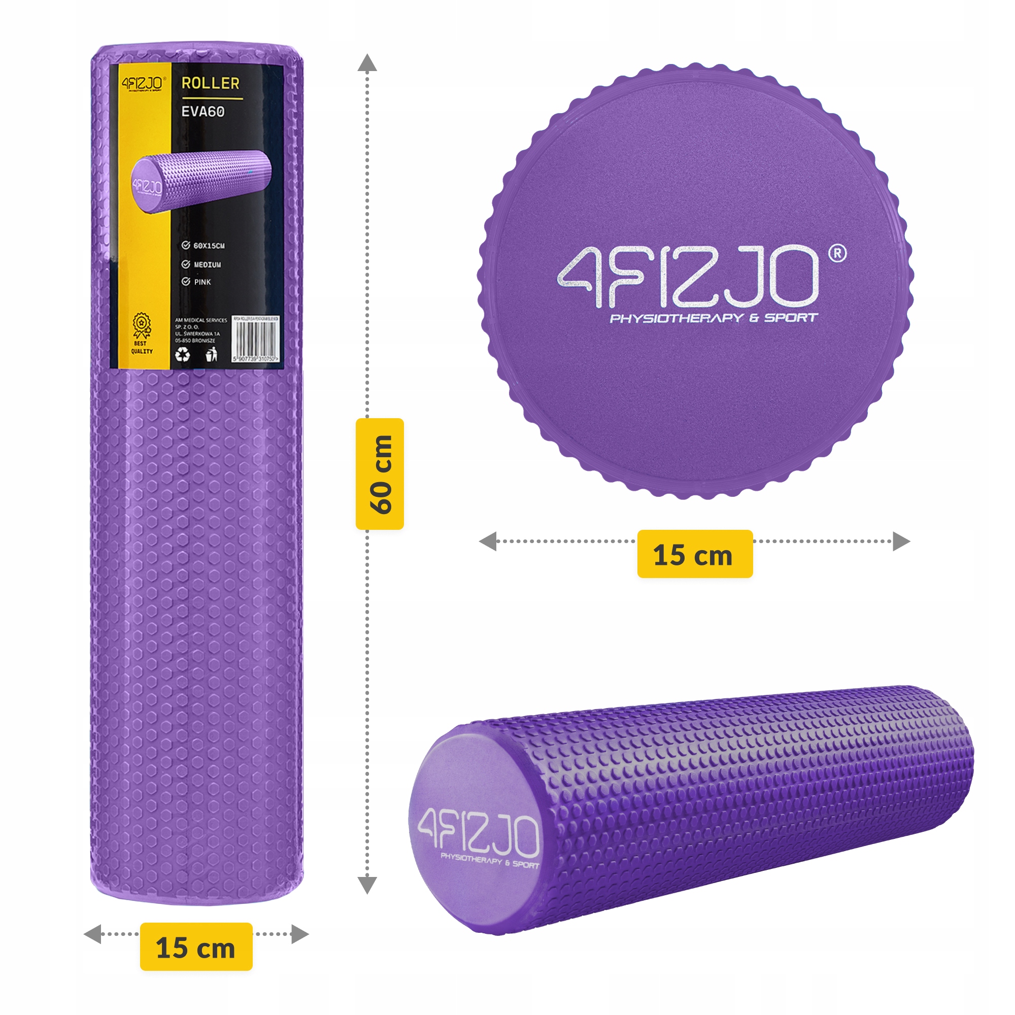 Масажний ролик 4FIZJO CARE+ EVA 60 x 15 см (валик, роллер) Purple (P-5907739314390) — мініатюра 10