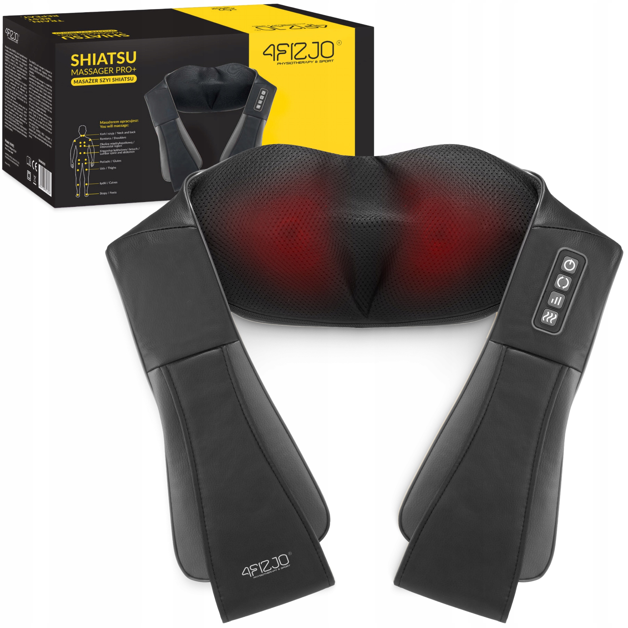 Накидка-масажер 4FIZJO Shiatsu Pro+ для шиї та спини Black/Grey (P-5907739319067)