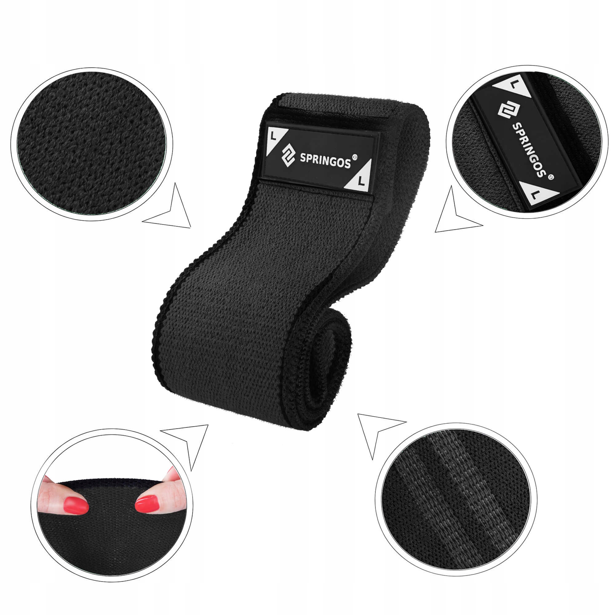 Резинка для фітнесу та спорту із тканини Springos Hip Band Size L FA0115 — мініатюра 9