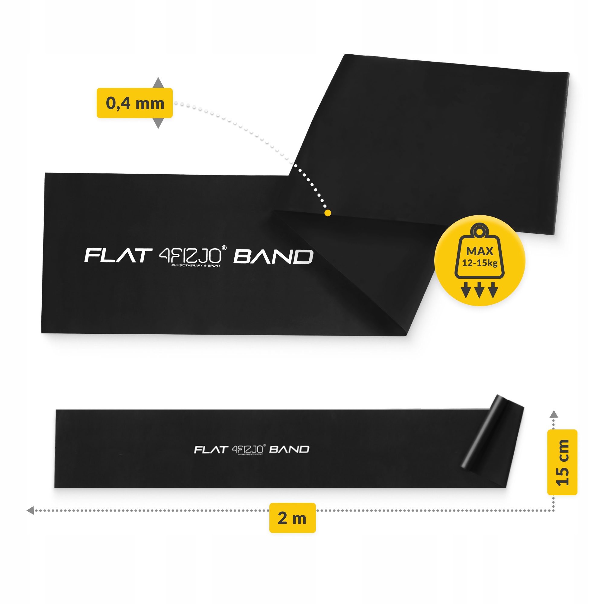 Стрічка-еспандер для спорту та реабілітації 4FIZJO Flat Band 200 х 15 cм 12-15 кг Black (P-5907222931677) — фото 4