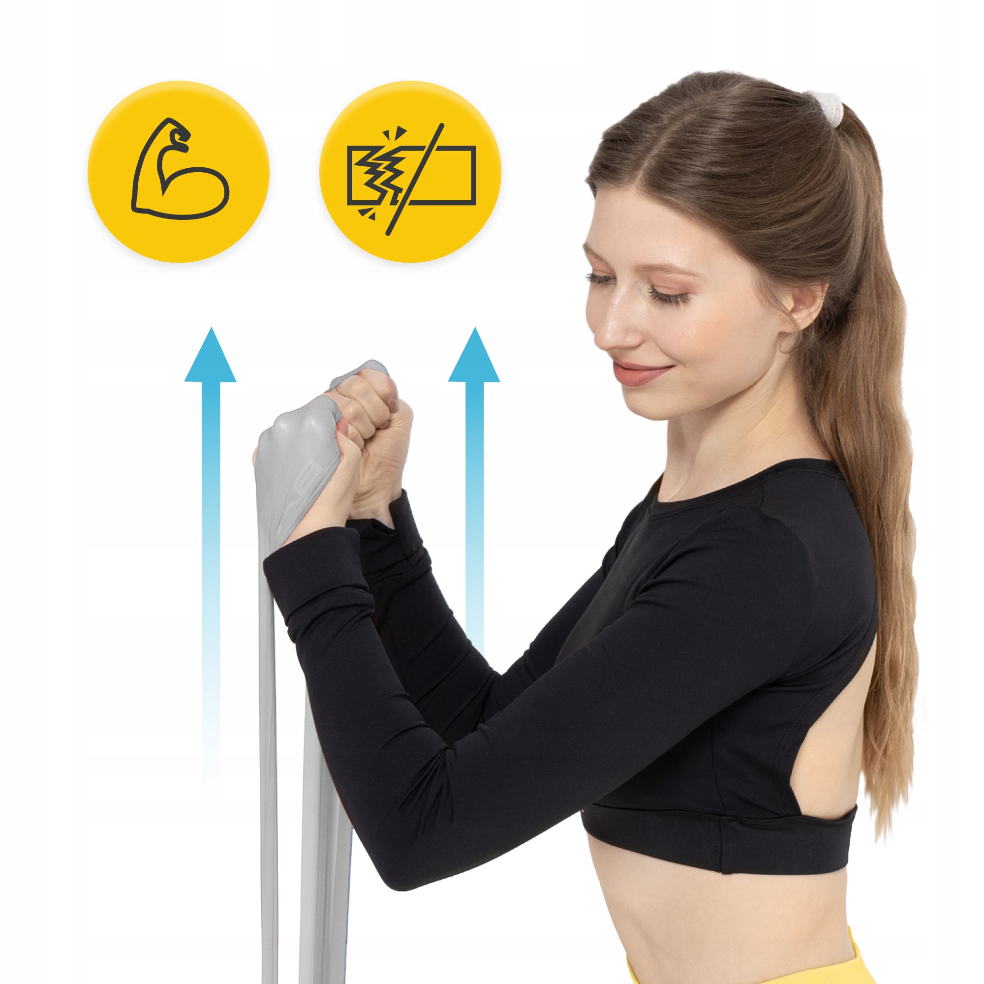 Стрічка-еспандер для спорту та реабілітації 4FIZJO Flat Band 200 х 15 cм 15-25 кг Silver (P-5907739310446) — мініатюра 7
