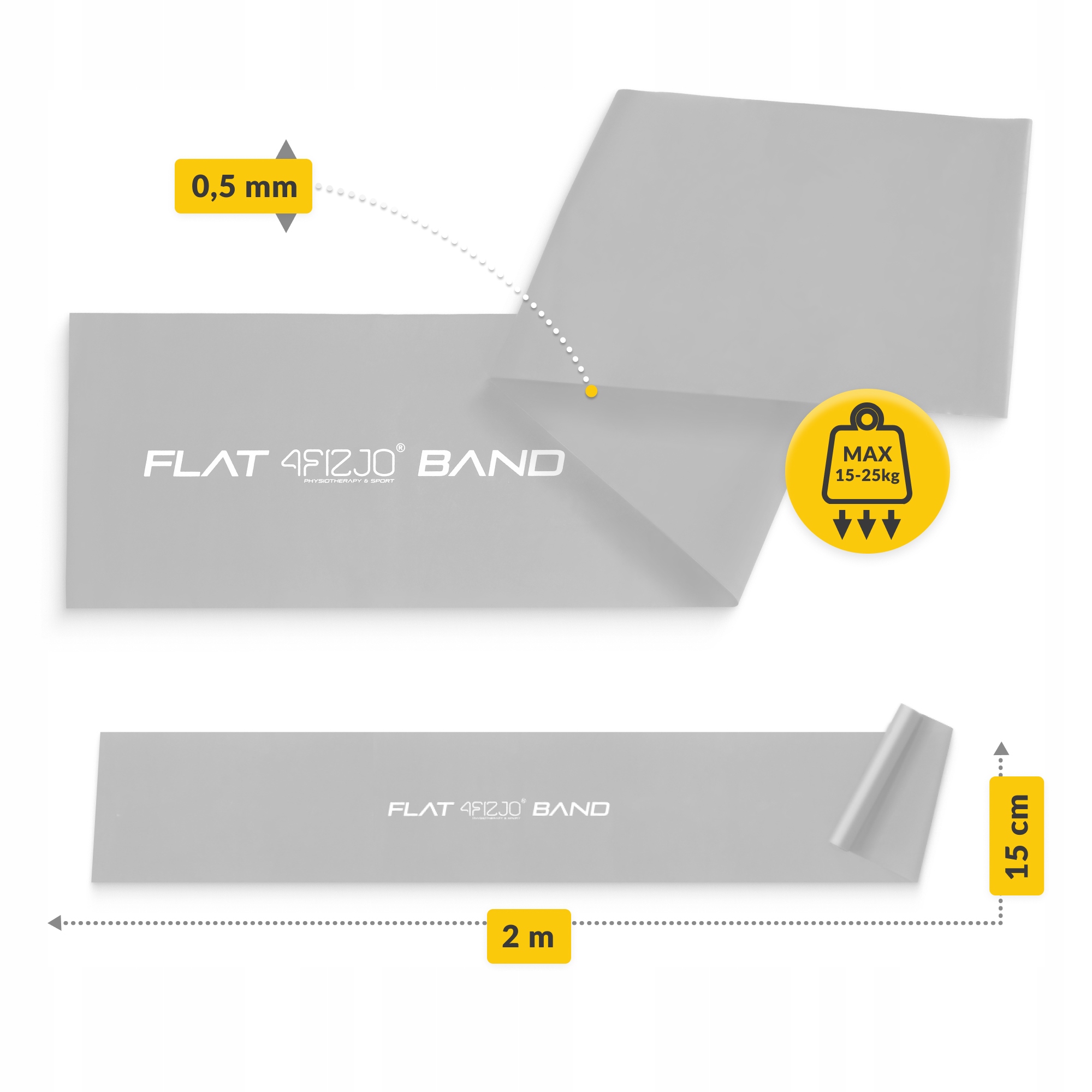 Стрічка-еспандер для спорту та реабілітації 4FIZJO Flat Band 200 х 15 cм 15-25 кг Silver (P-5907739310446) — фото 3