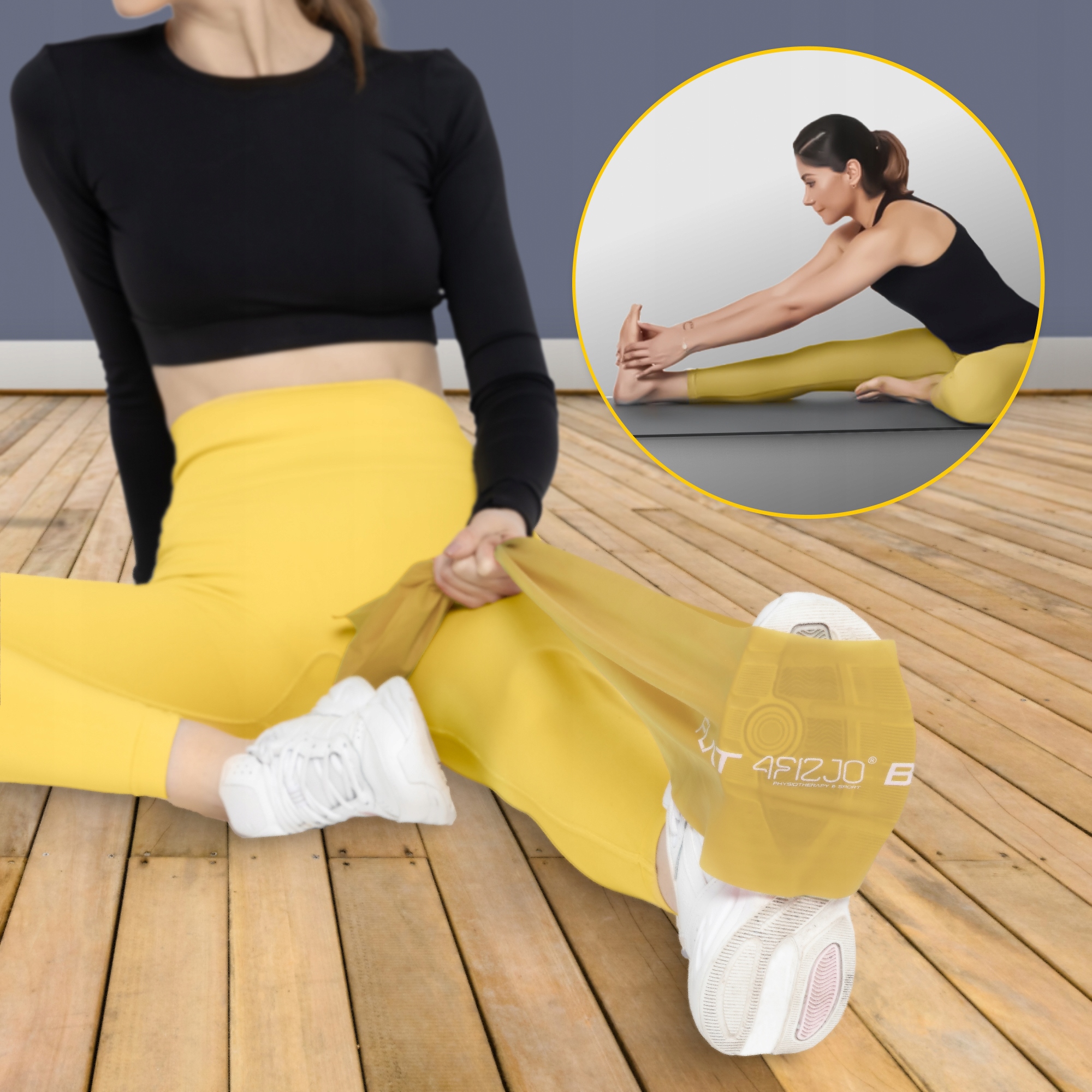 Стрічка-еспандер для спорту та реабілітації 4FIZJO Flat Band 200 х 15 cм 25-35 кг Gold (P-5907739310453) — фото 2