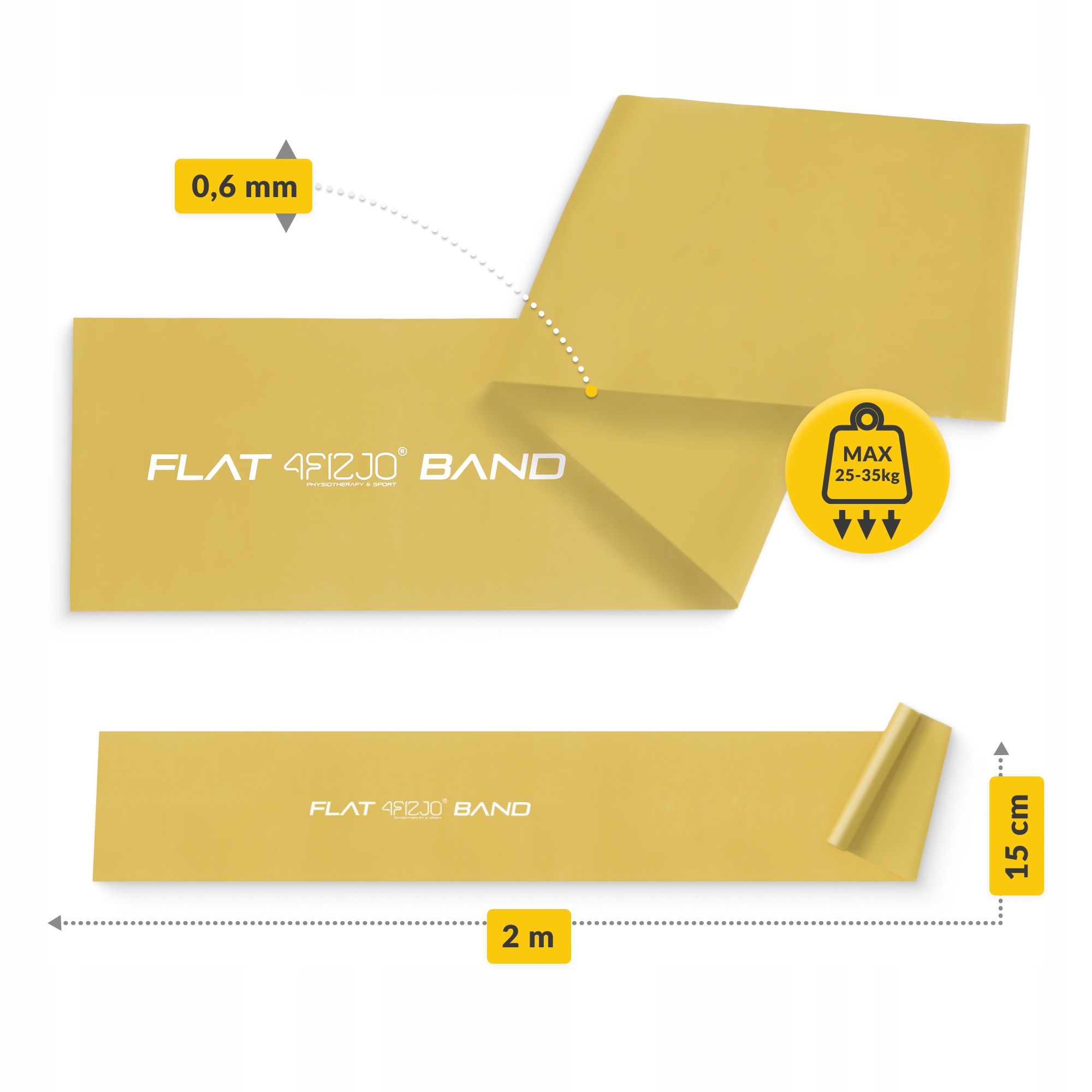Стрічка-еспандер для спорту та реабілітації 4FIZJO Flat Band 200 х 15 cм 25-35 кг Gold (P-5907739310453) — фото 4