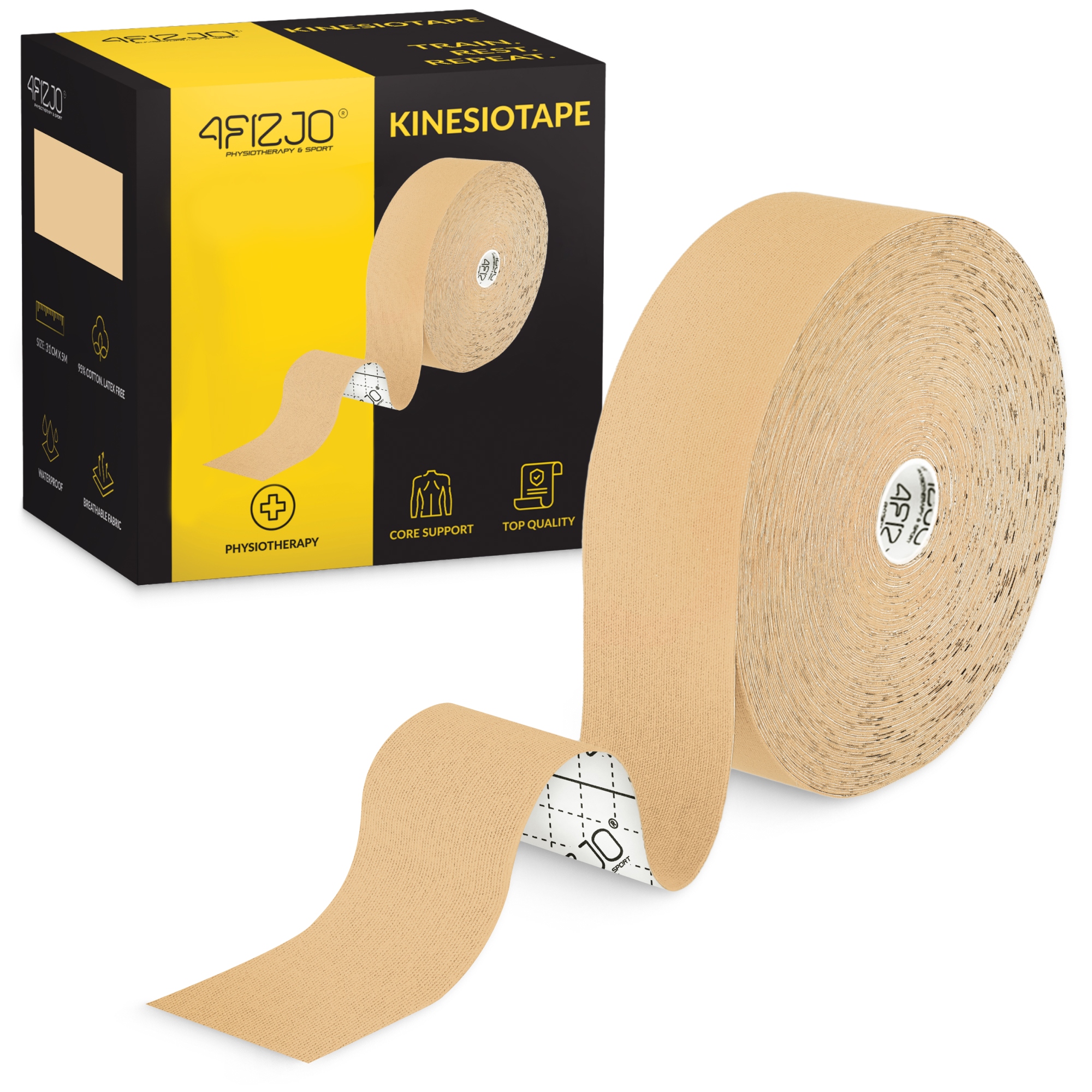 Стрічка кінезіологічна (кінезіо тейп) 4FIZJO 5 см x 31 м Beige (P-5905973405539) — фото 1