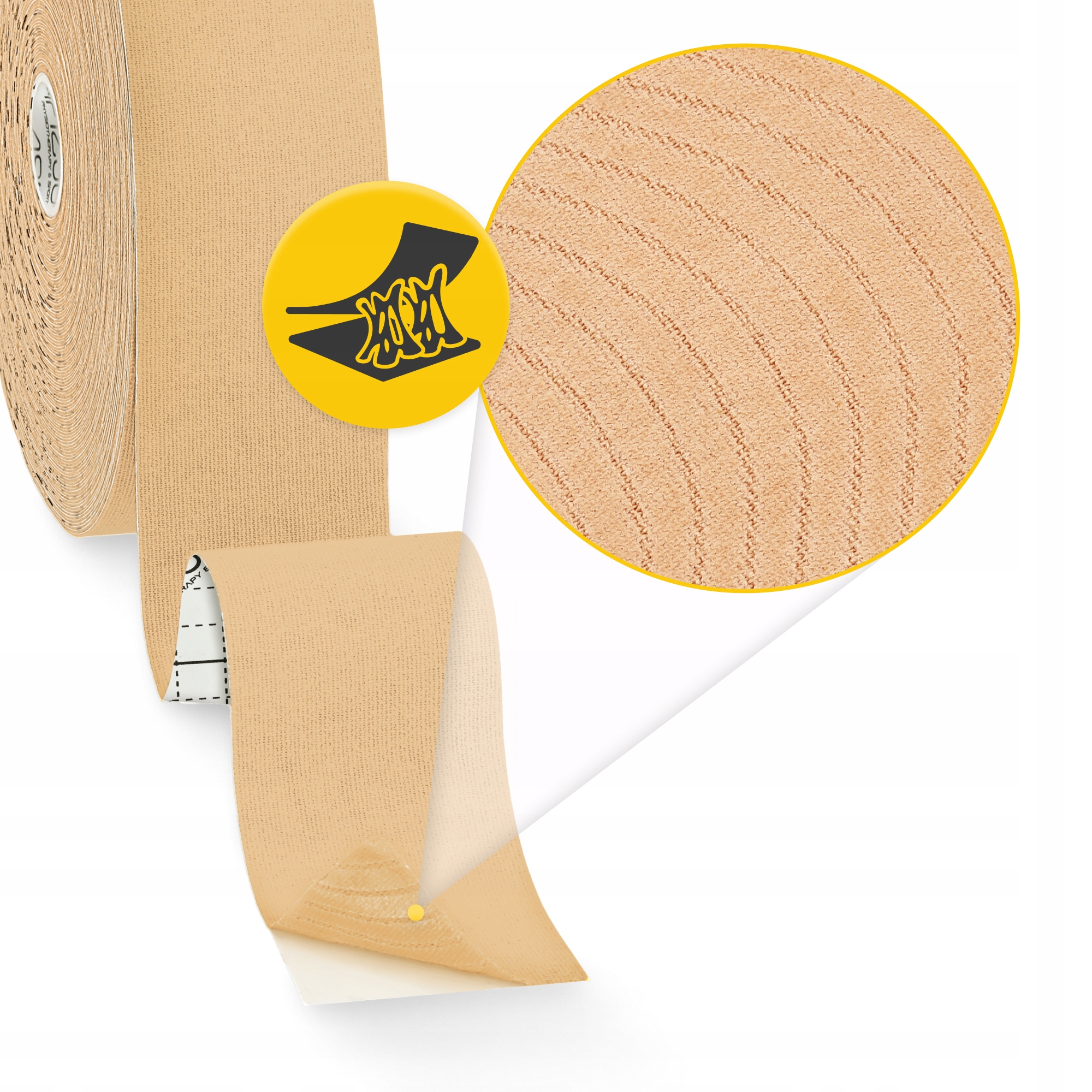 Стрічка кінезіологічна (кінезіо тейп) 4FIZJO 5 см x 31 м Beige (P-5905973405539) — мініатюра 10