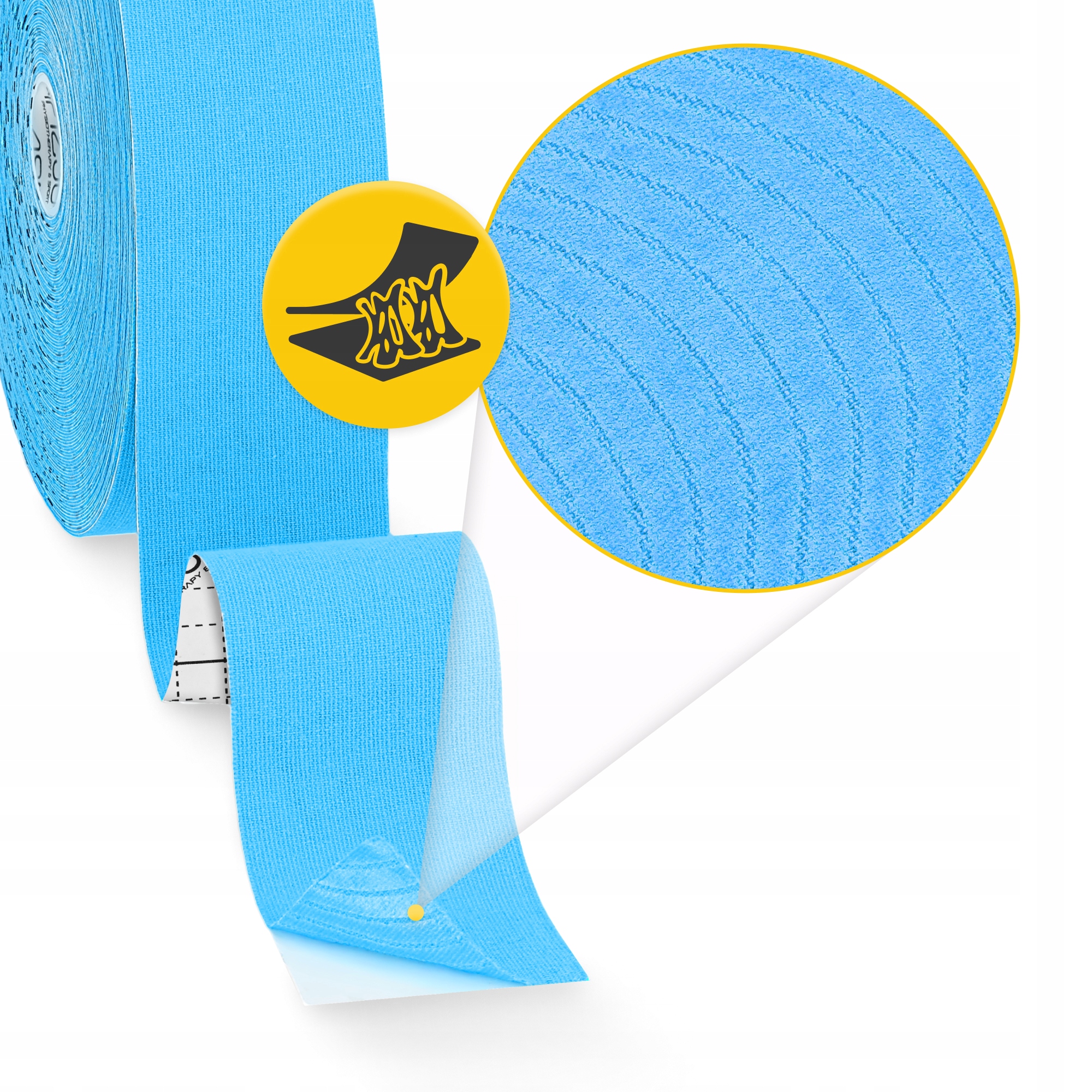 Стрічка кінезіологічна (кінезіо тейп) 4FIZJO 5 см x 31 м Sky Blue (P-5905973405546) — мініатюра 7