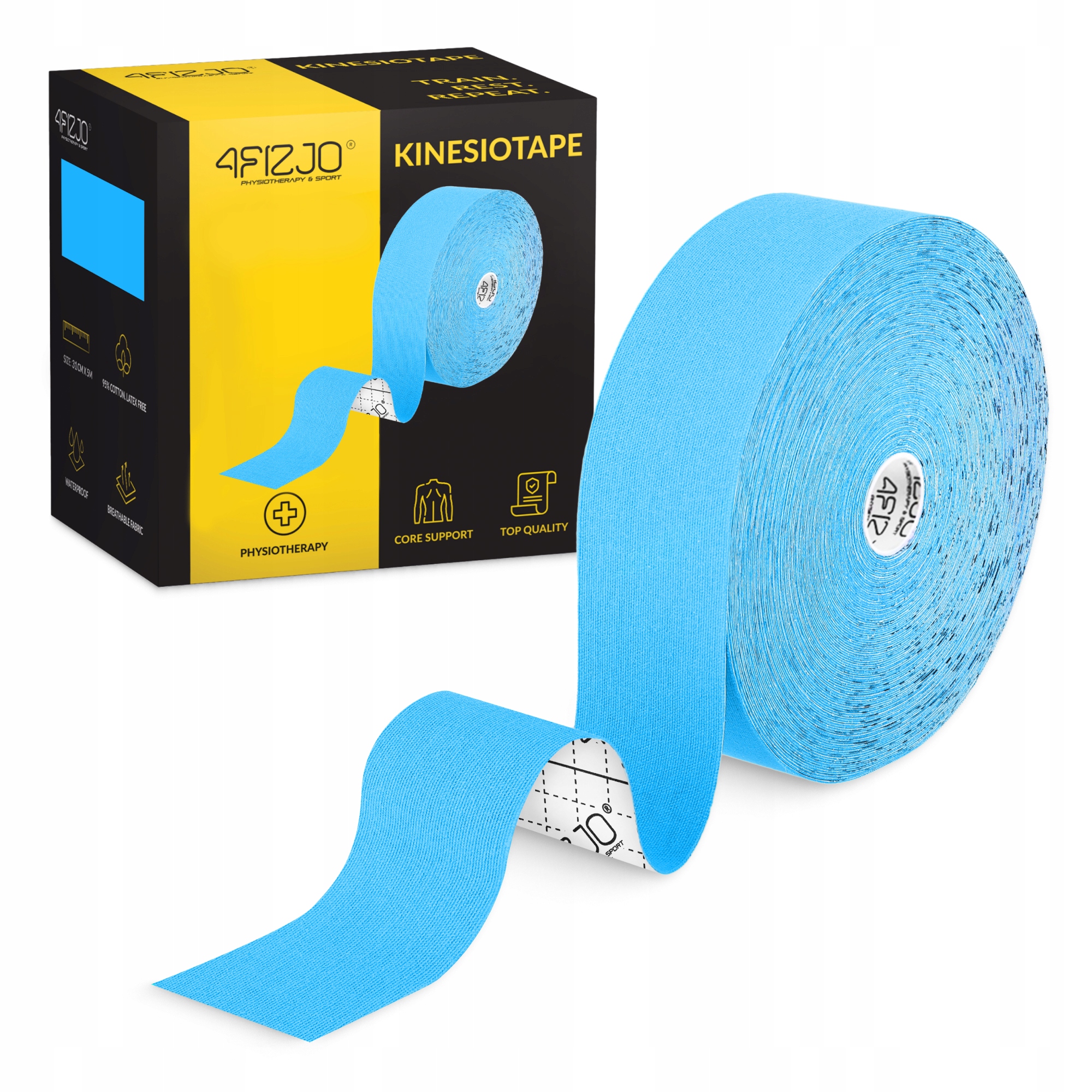 Стрічка кінезіологічна (кінезіо тейп) 4FIZJO 5 см x 31 м Sky Blue (P-5905973405546) — фото 1