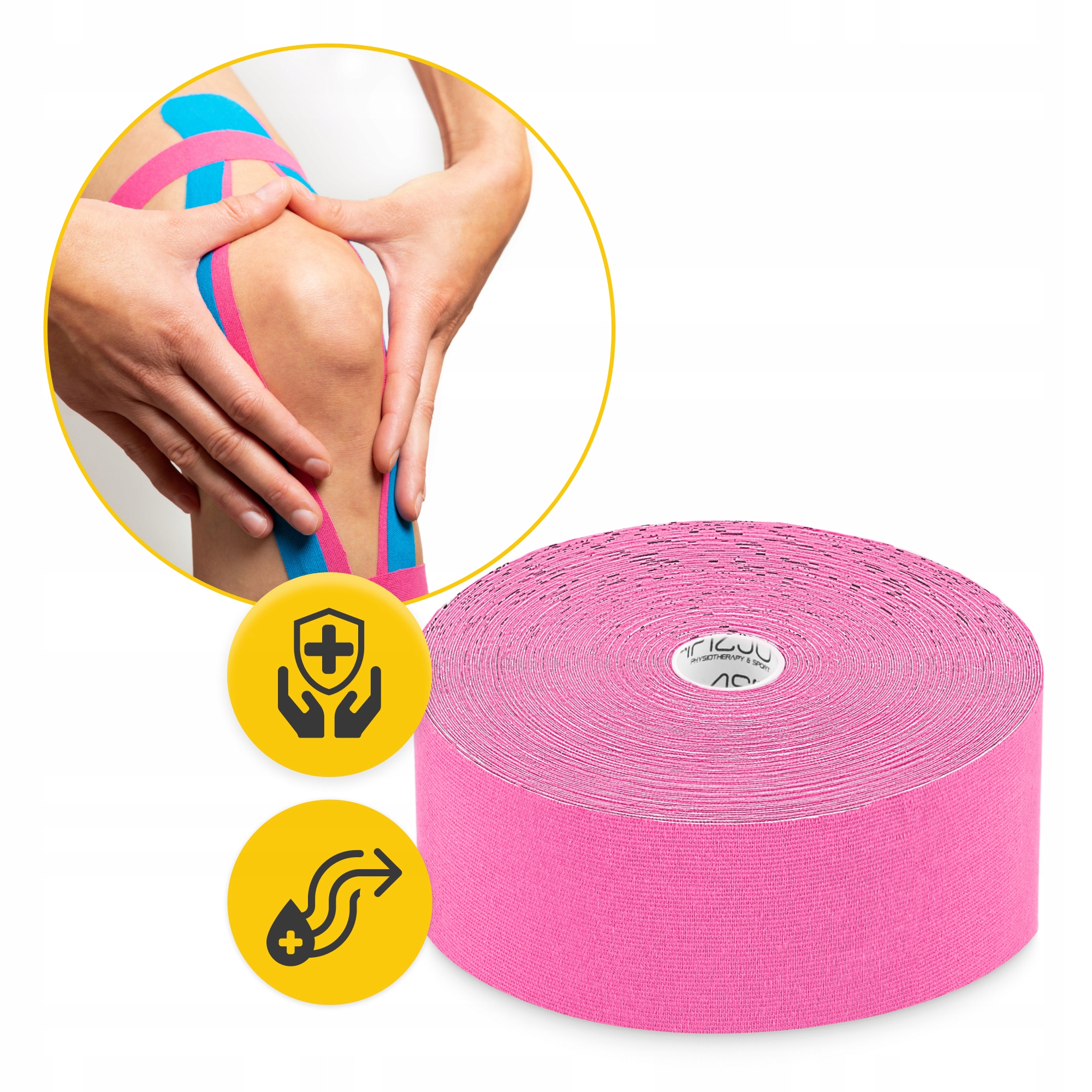 Стрічка кінезіологічна (кінезіо тейп) 4FIZJO 5 см x 31 м Pink (P-5905973405553) — фото 5
