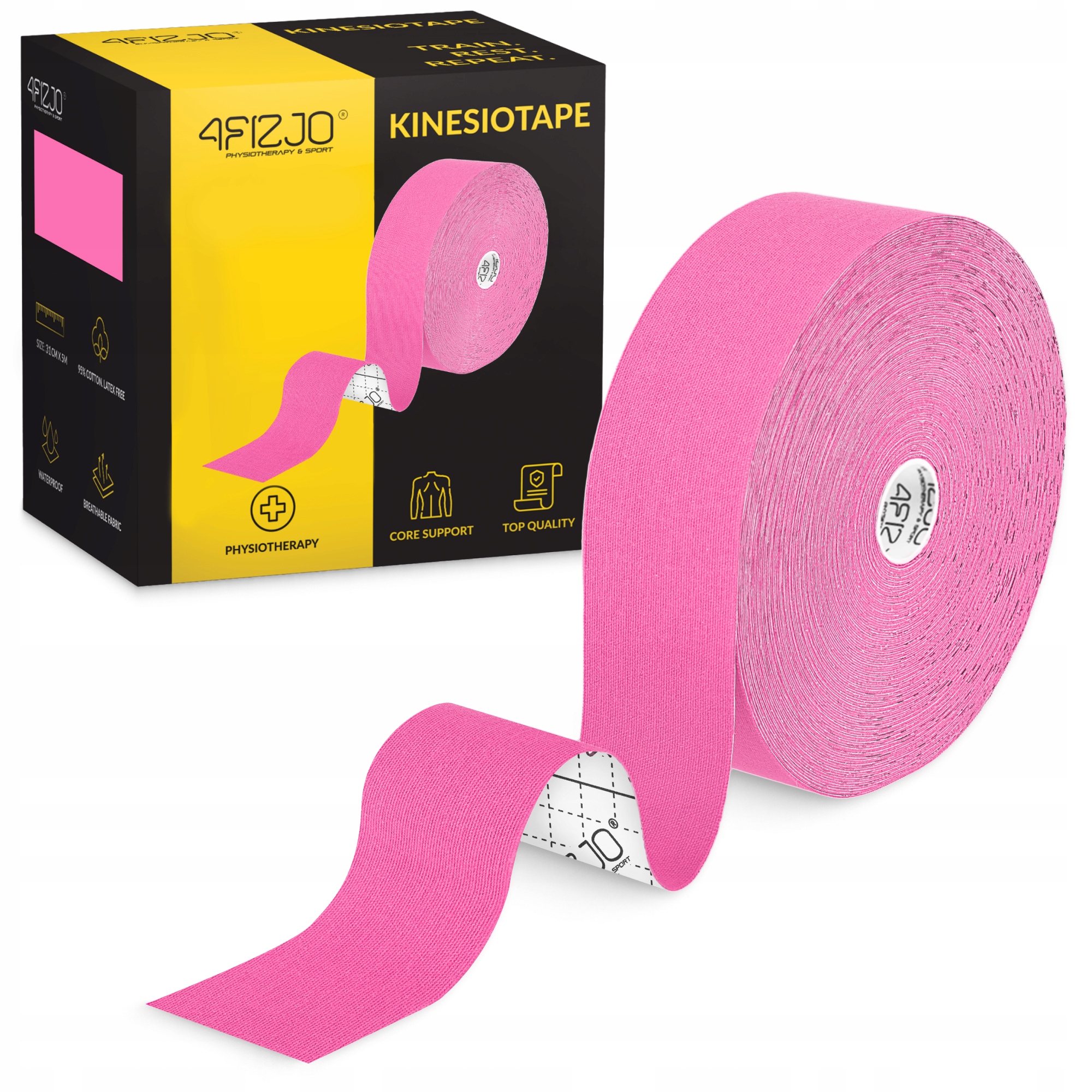 Стрічка кінезіологічна (кінезіо тейп) 4FIZJO 5 см x 31 м Pink (P-5905973405553) — фото 1