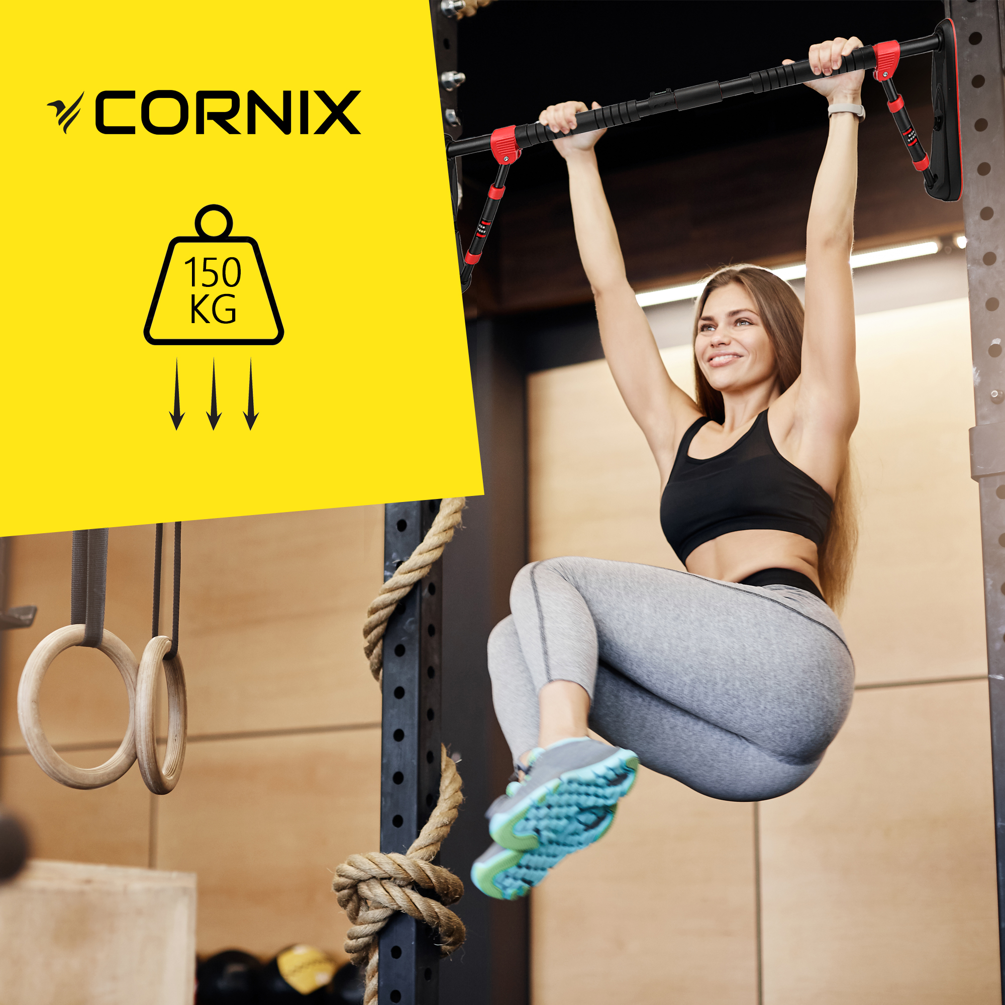Турнік розсувний Cornix Elite 100-140 см XR-0291 Black/Red — мініатюра 10