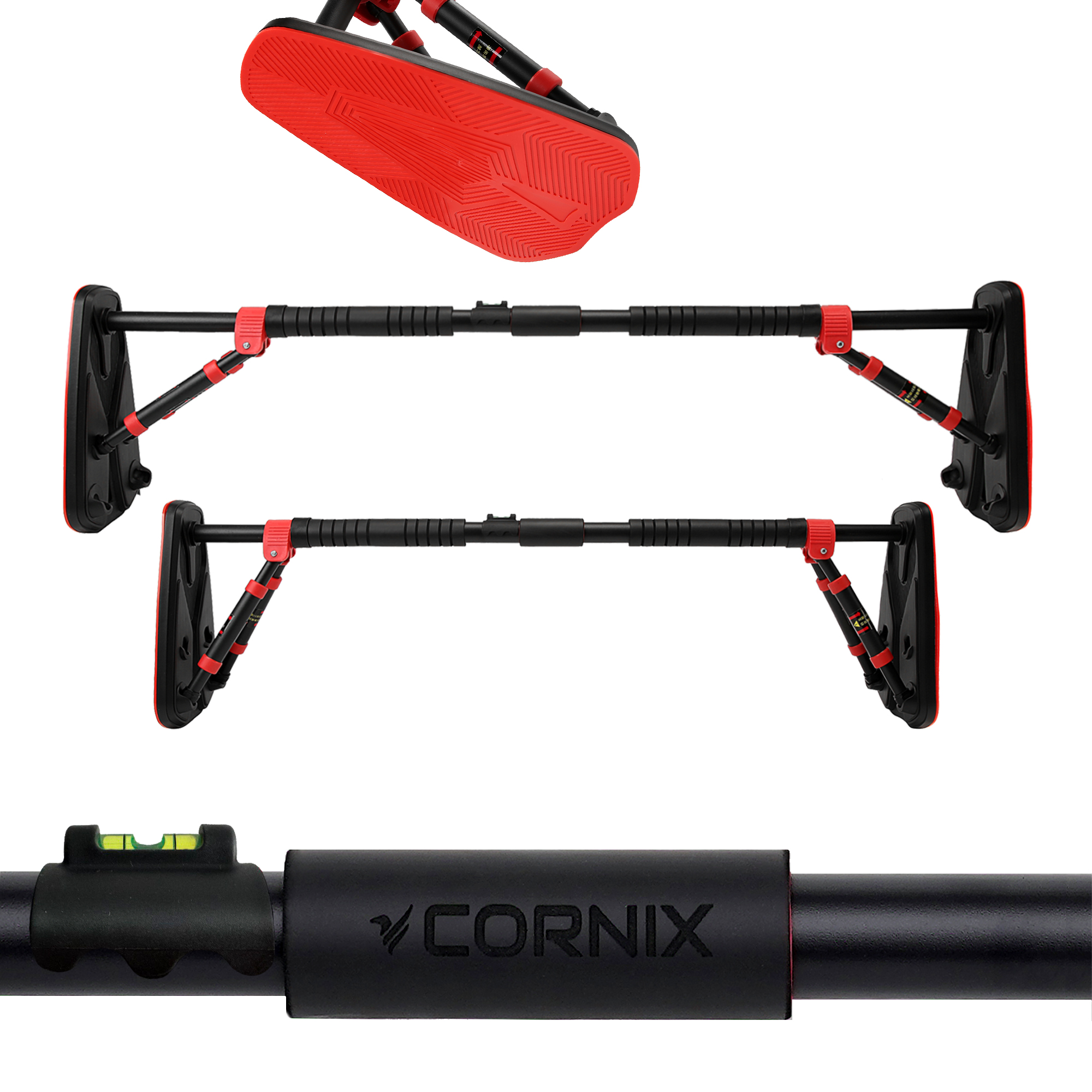 Турнік розсувний Cornix Elite+ 100-140 см XR-0295 Black/Red — фото 1