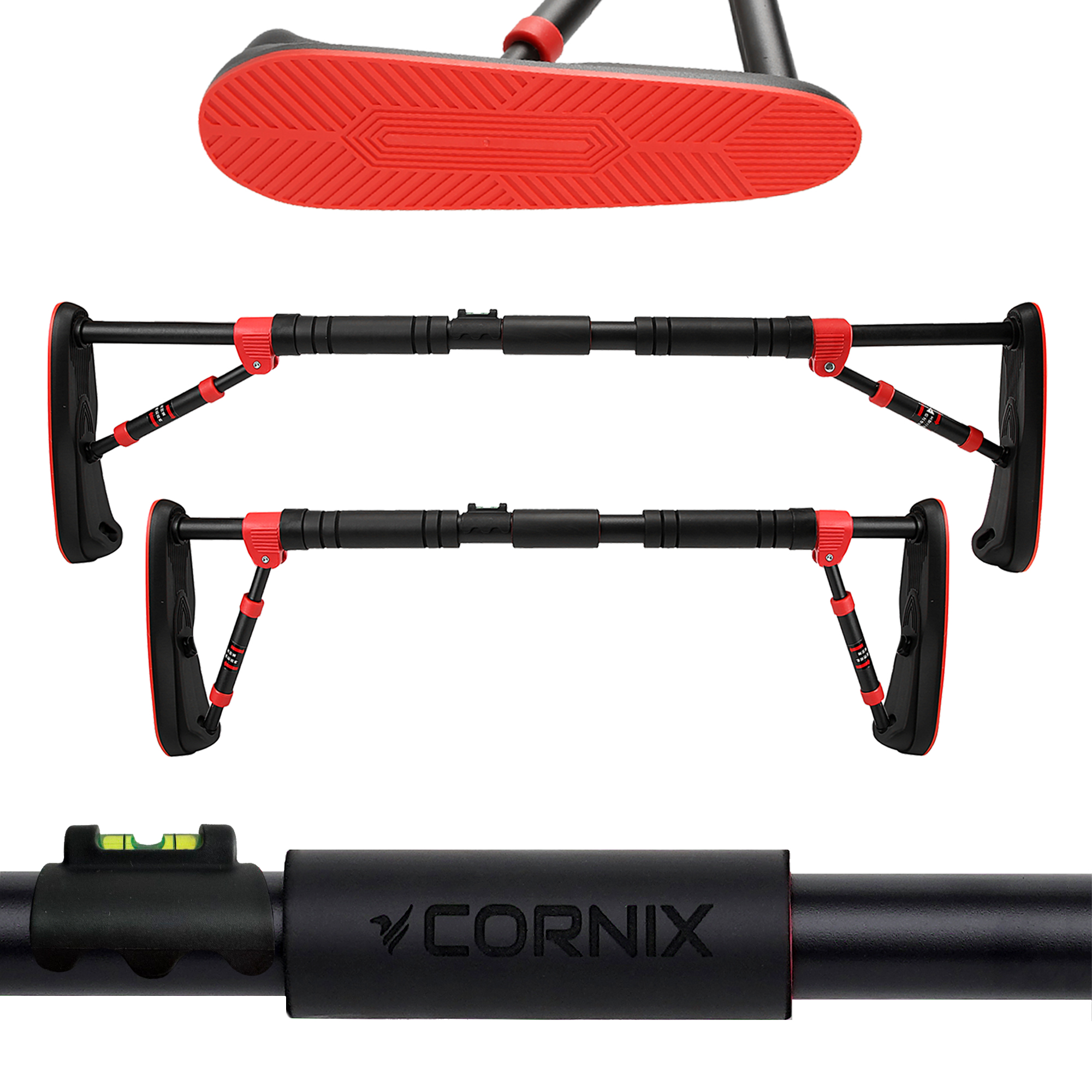 Турнік розсувний Cornix Elite 80-120 см XR-0290 Black/Red — фото 1