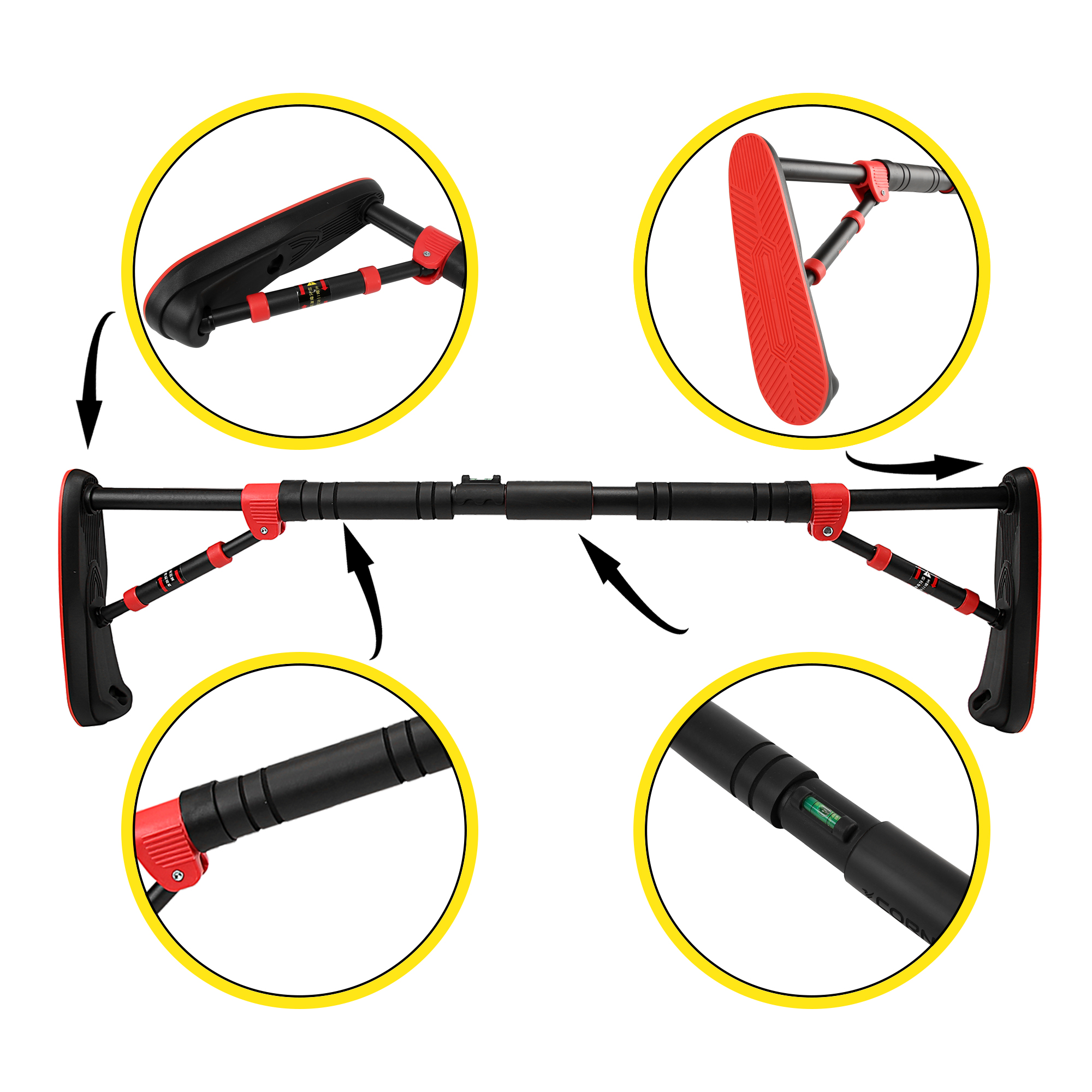 Турнік розсувний Cornix Elite 80-120 см XR-0290 Black/Red — мініатюра 6