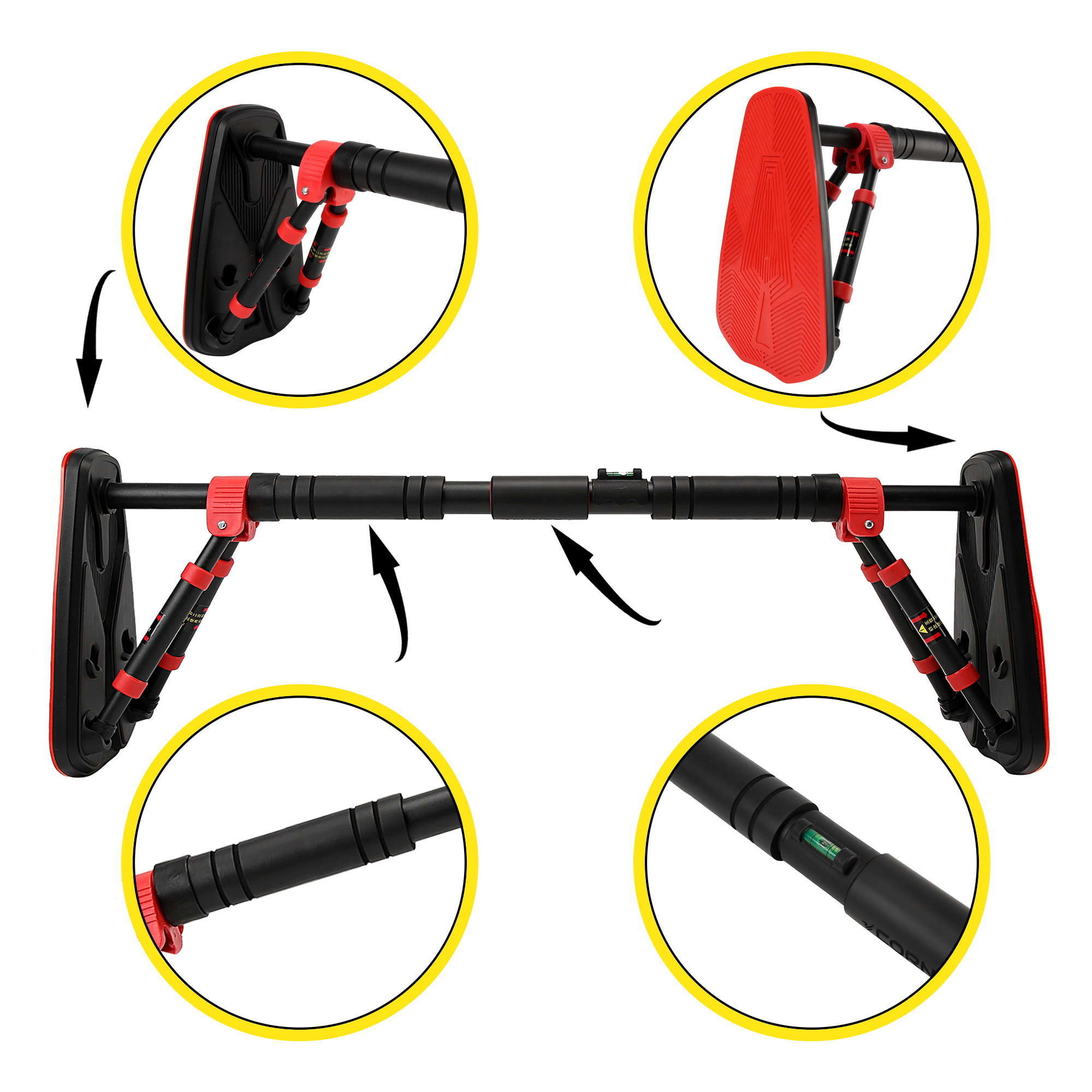 Турнік розсувний Cornix Elite+ 80-120 см XR-0294 Black/Red — мініатюра 7
