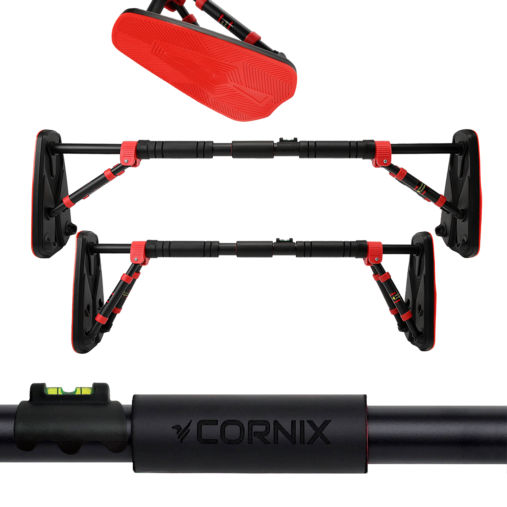 Турнік розсувний Cornix Elite+ 80-120 см XR-0294 Black/Red — фото 1