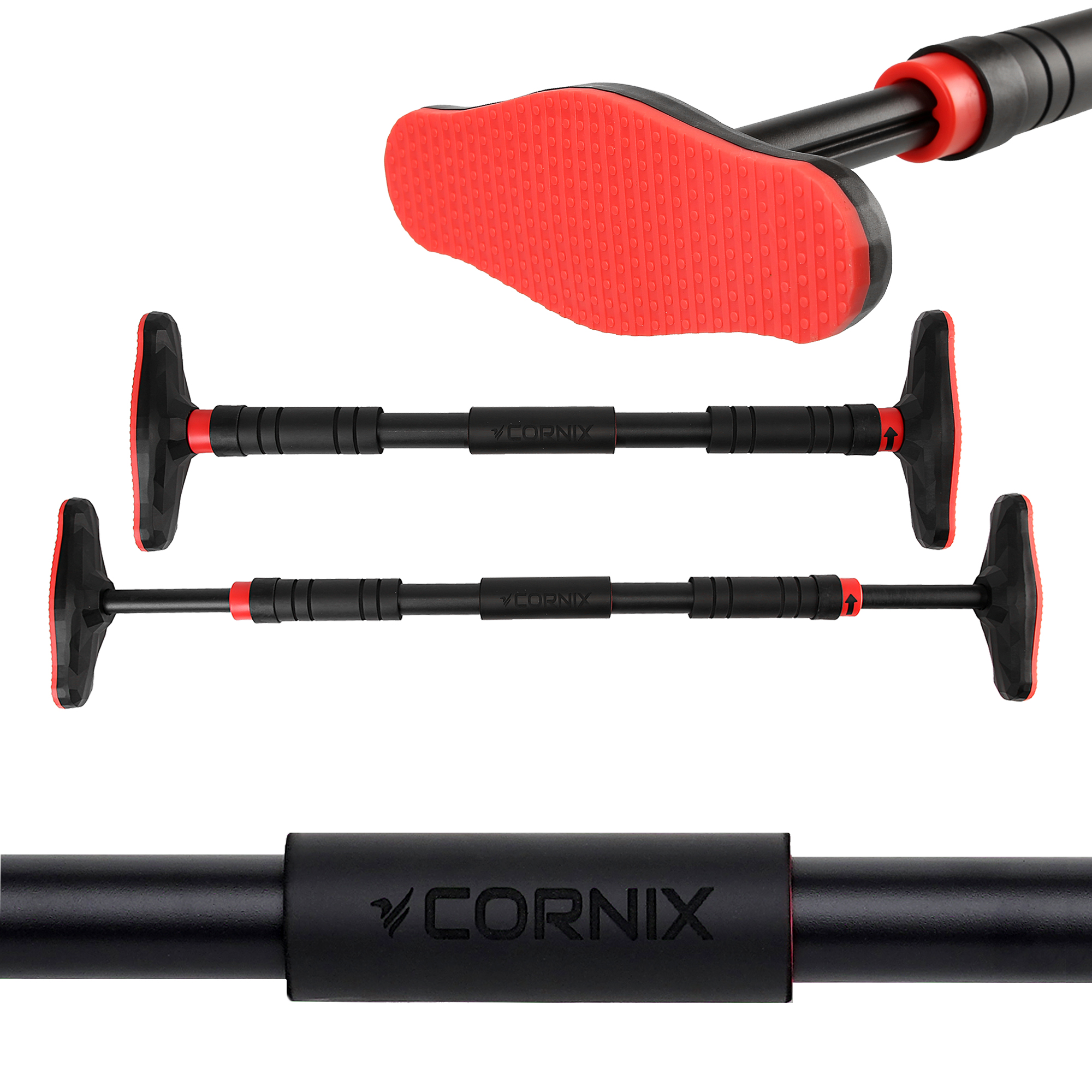 Турнік розсувний Cornix Pro 67-100 см XR-0283 Black/Red — фото 1