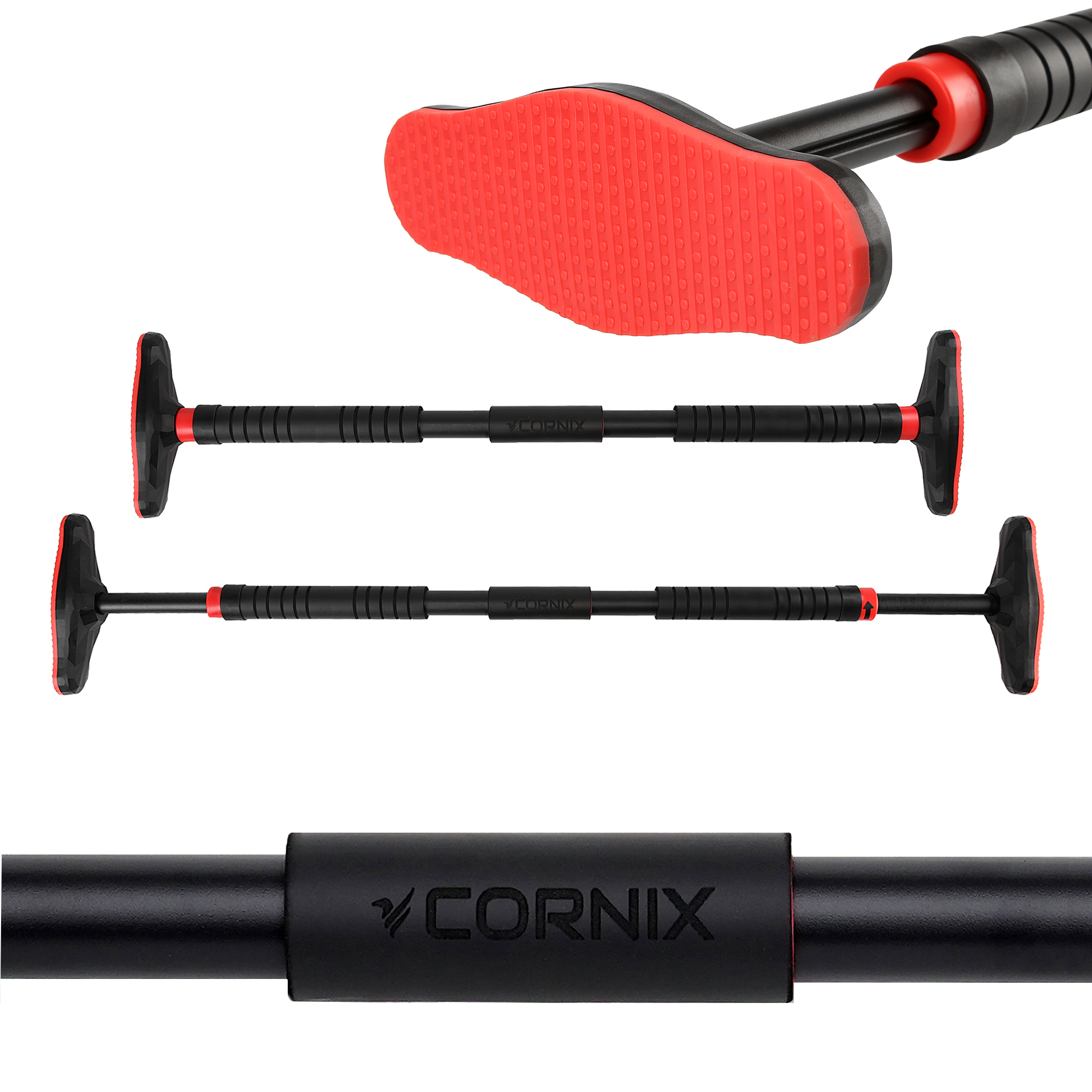 Турнік розсувний Cornix Pro 90-130 см XR-0284 Black/Red — фото 1