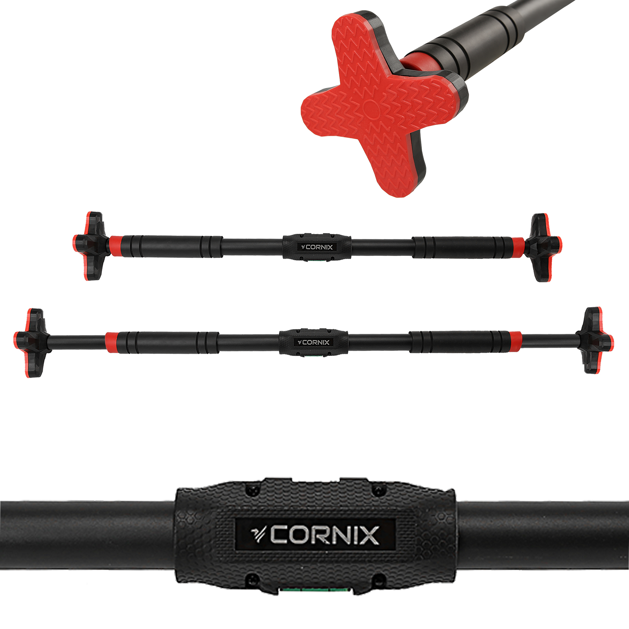 Турнік розсувний Cornix Pro+ 90-130 см XR-0287 Black/Red — фото 1