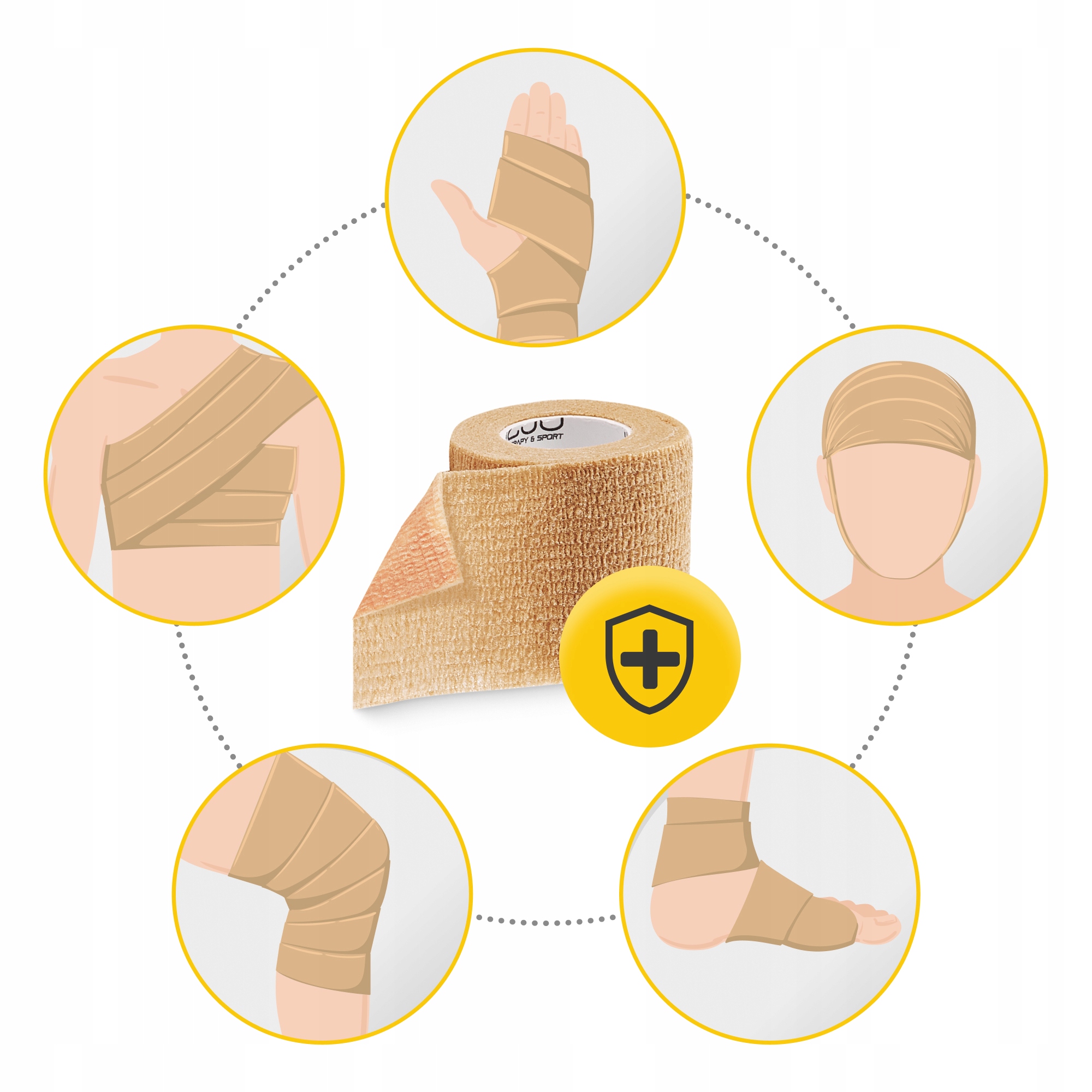 Когезійний бинт-бандаж 4FIZJO Cohesive Bandage 5 см x 4.5 м еластичний, самоклеючий Beige (P-5905973400855) — фото 4
