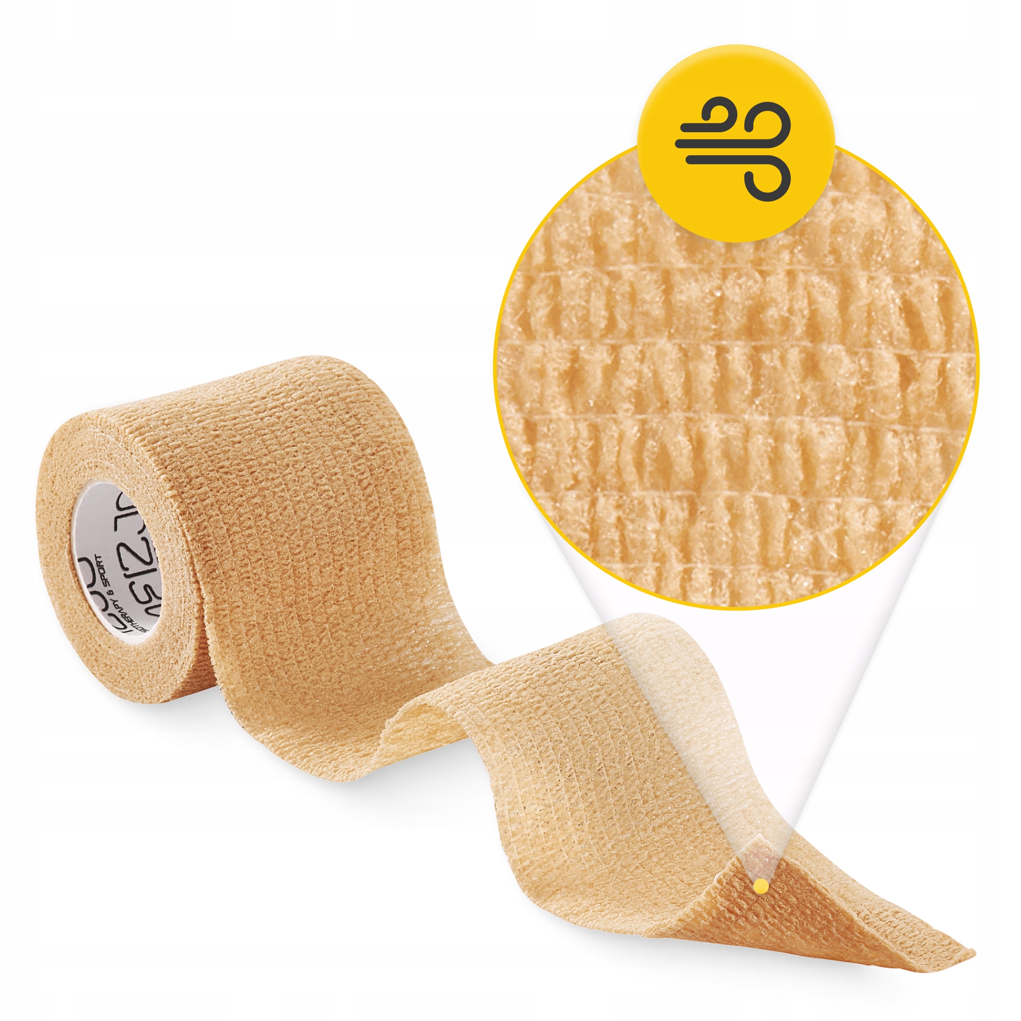 Когезійний бинт-бандаж 4FIZJO Cohesive Bandage 5 см x 4.5 м еластичний, самоклеючий Beige (P-5905973400855) — фото 2