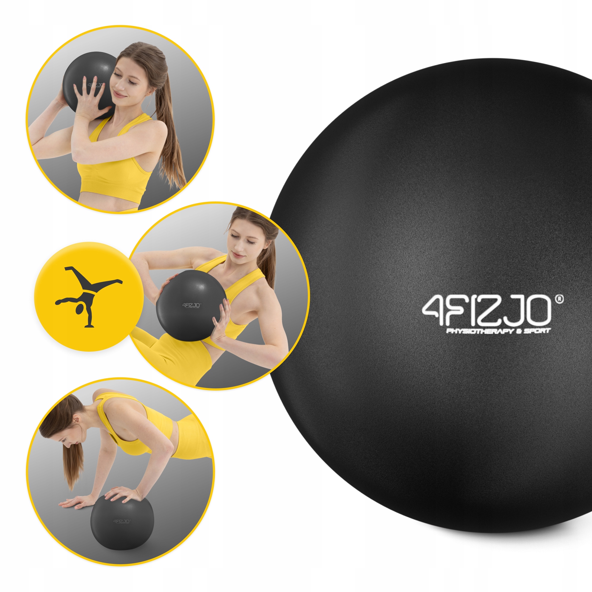 М'яч для пілатесу, йоги, реабілітації 4FIZJO 22 см Black (P-5907739310569) — мініатюра 6