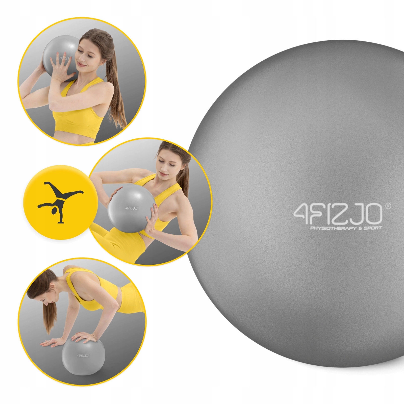 М'яч для пілатесу, йоги, реабілітації 4FIZJO 22 см Grey (P-5907739314499) — фото 3