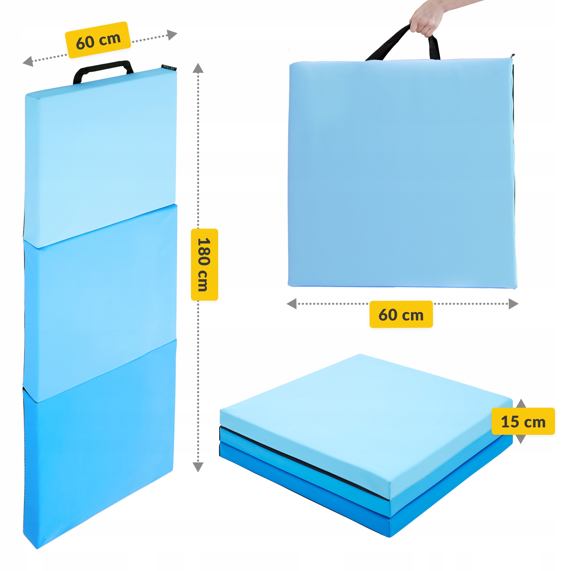 Мат гімнастичний складний 4FIZJO 180 x 60 x 5 см Blue/Sky Blue (P-5907739319685) — мініатюра 10