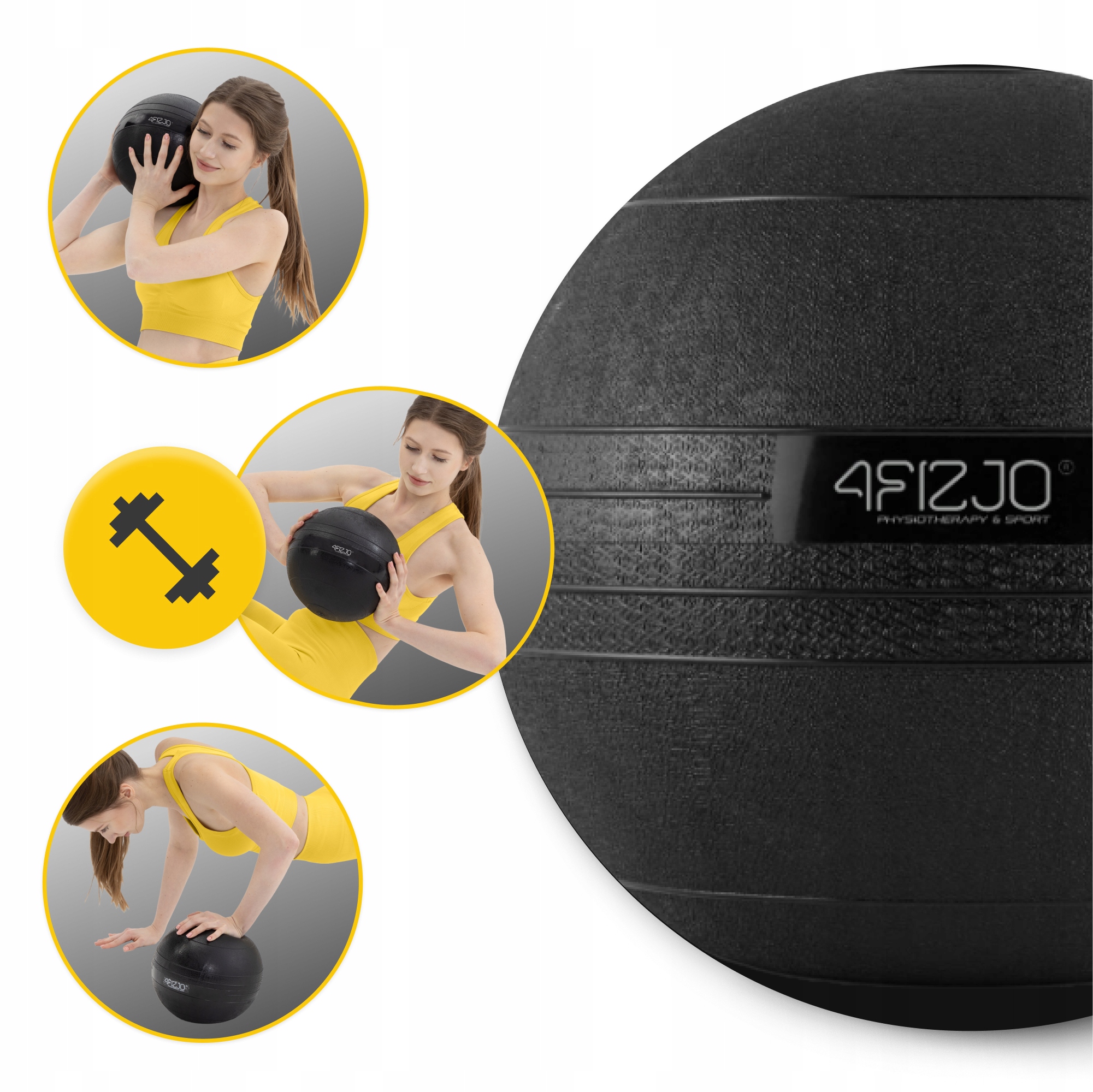 Слембол (медичний м'яч) для кросфіту 4FIZJO Slam Ball 7 кг Black (P-5907739315434) — фото 4