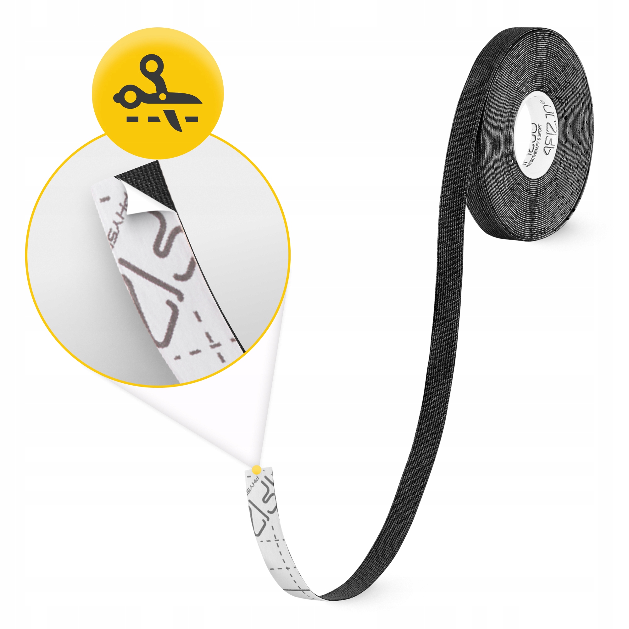 Стрічка кінезіологічна (кінезіо тейп) 4FIZJO 1 см x 5 м Black (P-5905973400787) — фото 5