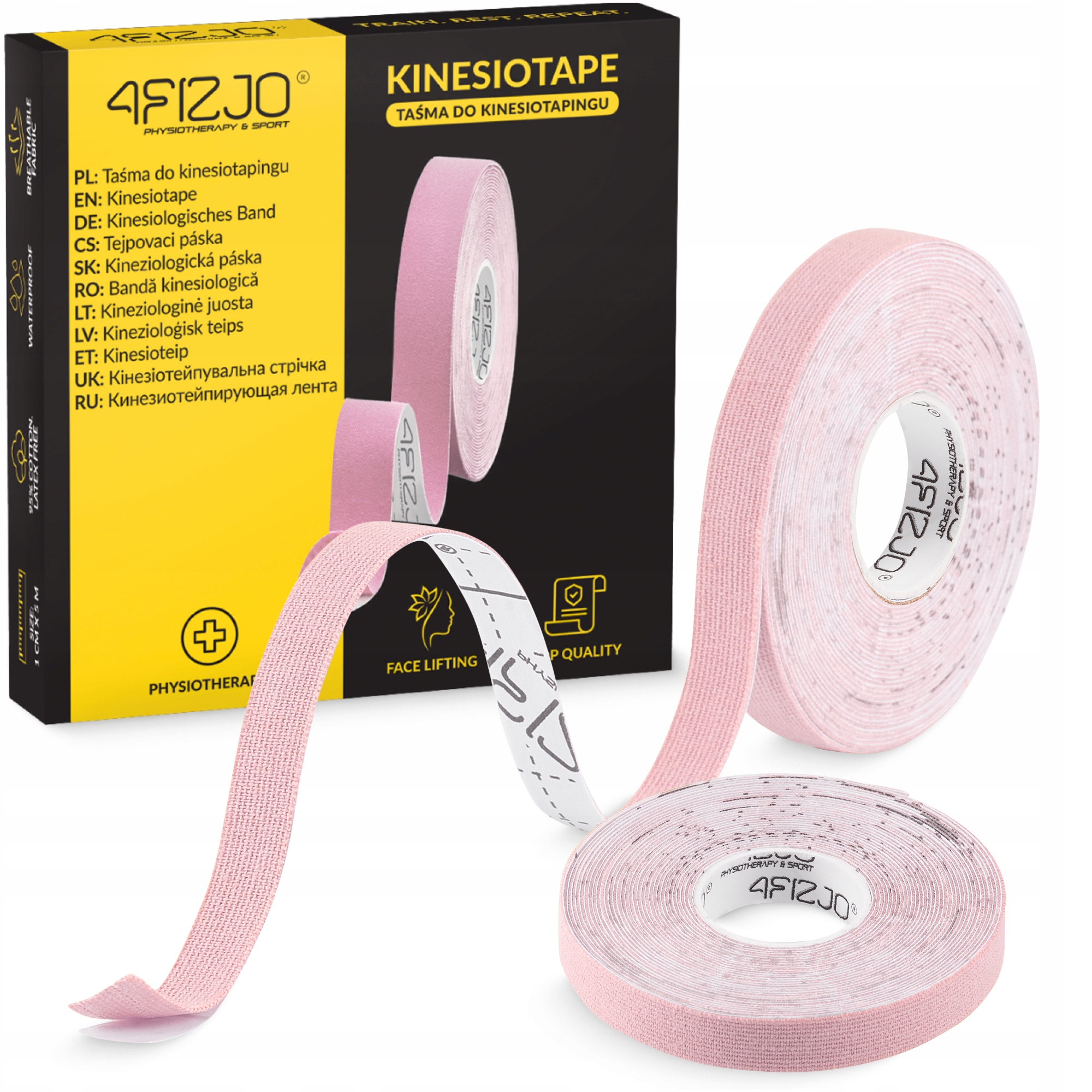 Стрічка кінезіологічна (кінезіо тейп) 4FIZJO 1 см x 5 м Light Pink (P-5905973400794) — фото 1