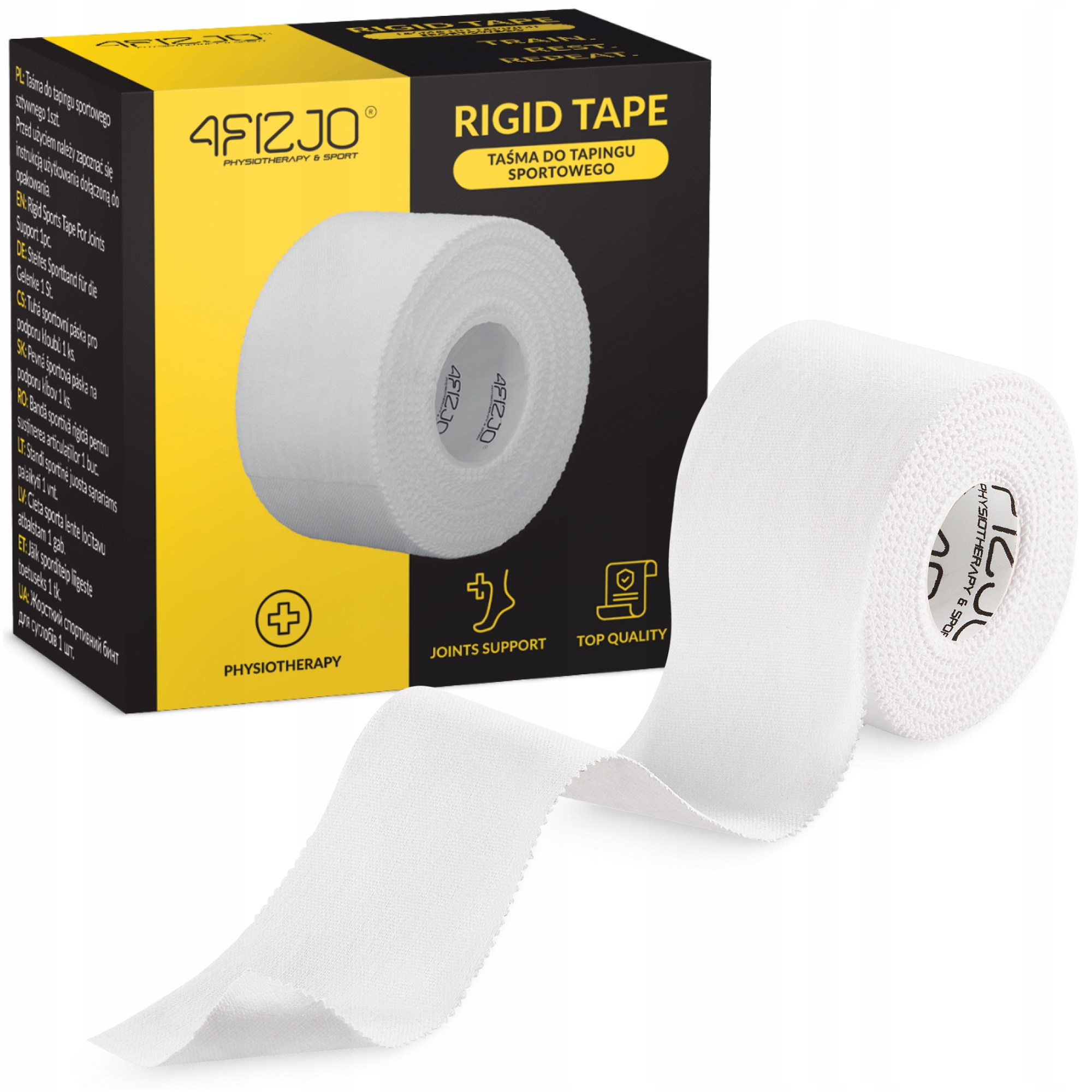 Стрічка кінезіологічна (кінезіо тейп) 4FIZJO Rigid Tape 5 см x 10 м жорстка White (P-5905973400824) — фото 1