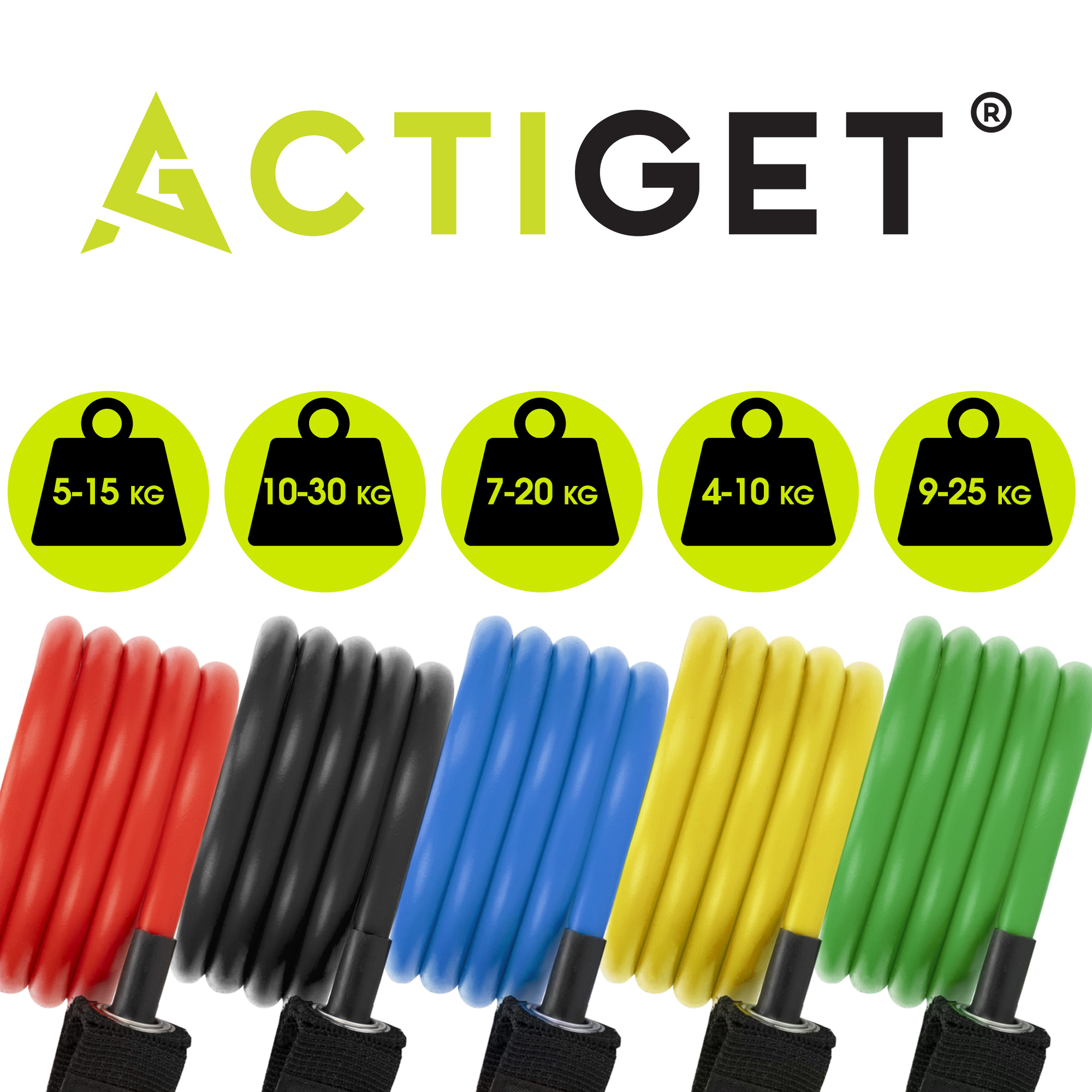 Набір трубчастих еспандерів Actiget 5 шт 4-30 кг ACT0048