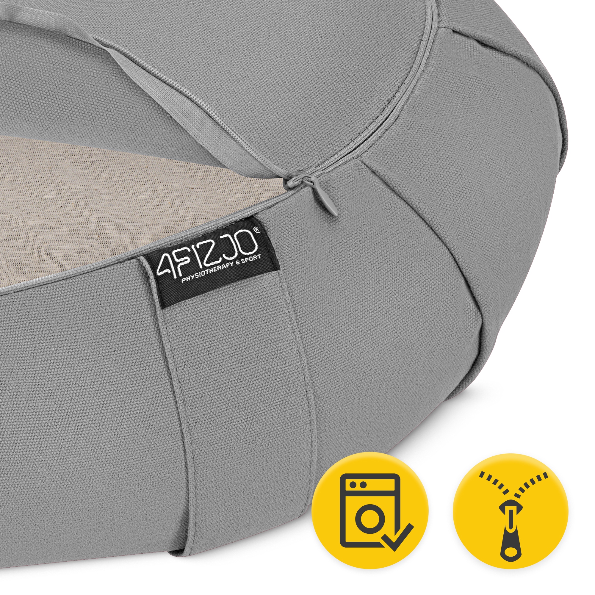 Подушка для йоги та медитації 4FIZJO Zafu напівкругла 40 x 30 x 12 см Grey (P-5907739315502) — мініатюра 7