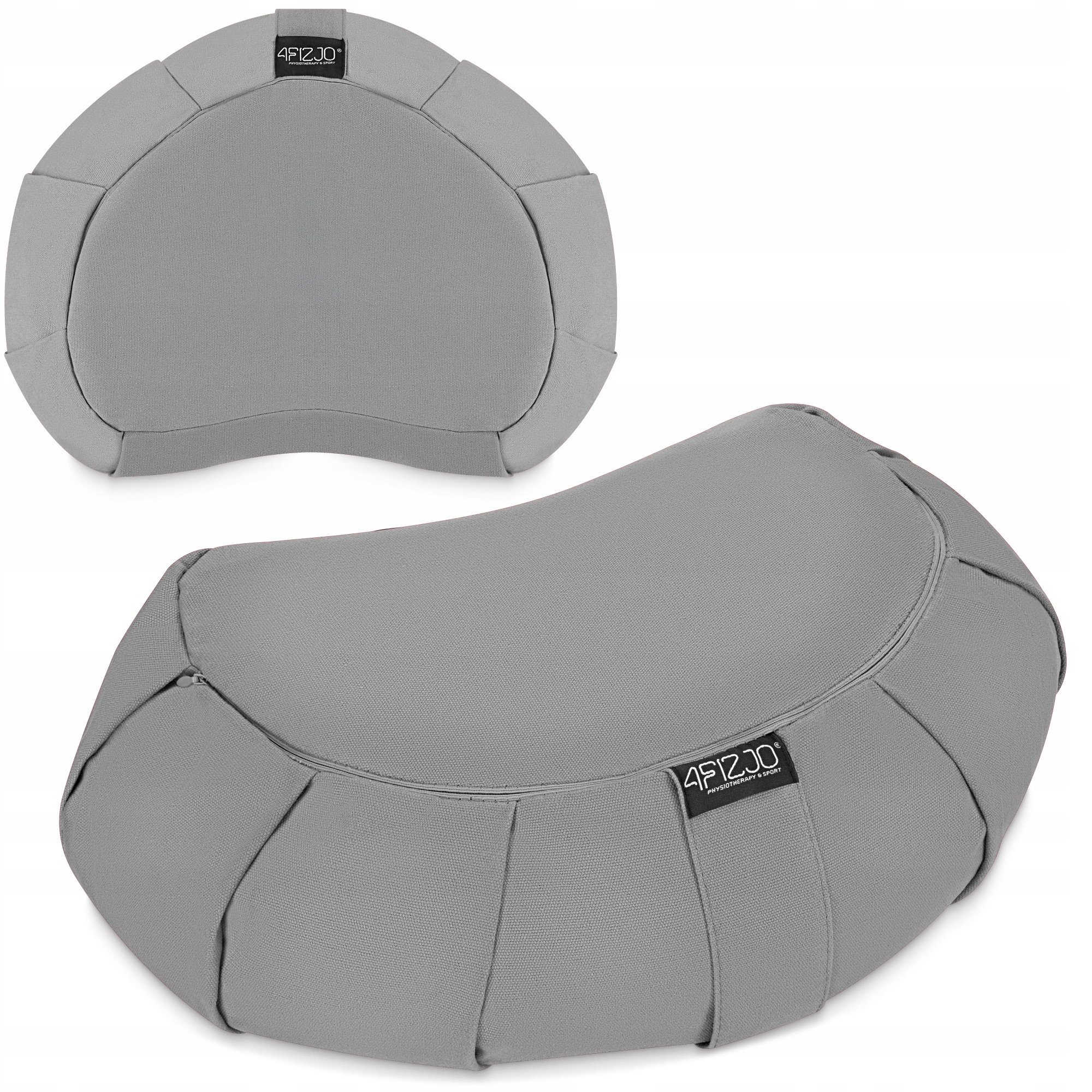 Подушка для йоги та медитації 4FIZJO Zafu напівкругла 40 x 30 x 12 см Grey (P-5907739315502) — фото 1