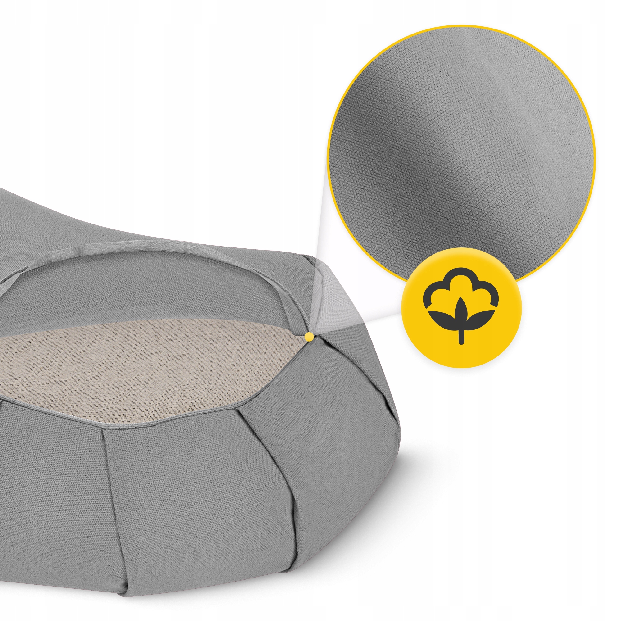 Подушка для йоги та медитації 4FIZJO Zafu напівкругла 40 x 30 x 12 см Grey (P-5907739315502) — фото 5