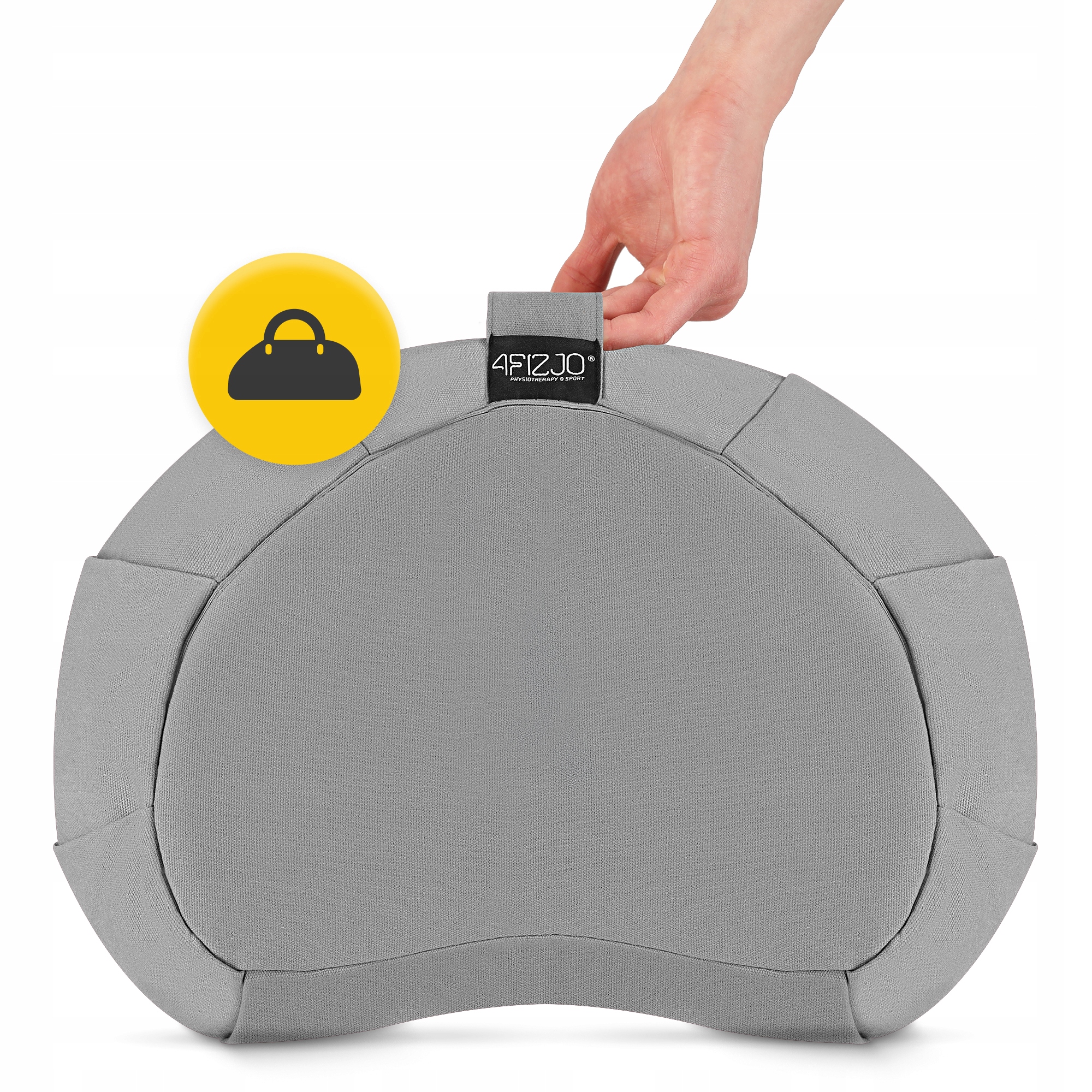 Подушка для йоги та медитації 4FIZJO Zafu напівкругла 40 x 30 x 12 см Grey (P-5907739315502) — фото 3