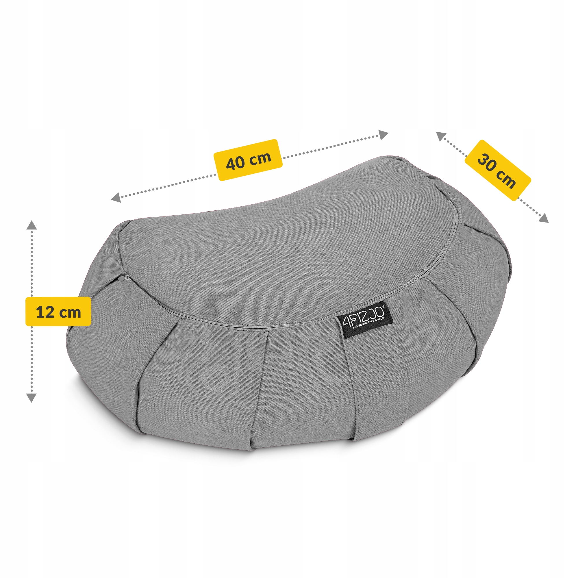 Подушка для йоги та медитації 4FIZJO Zafu напівкругла 40 x 30 x 12 см Grey (P-5907739315502) — мініатюра 6