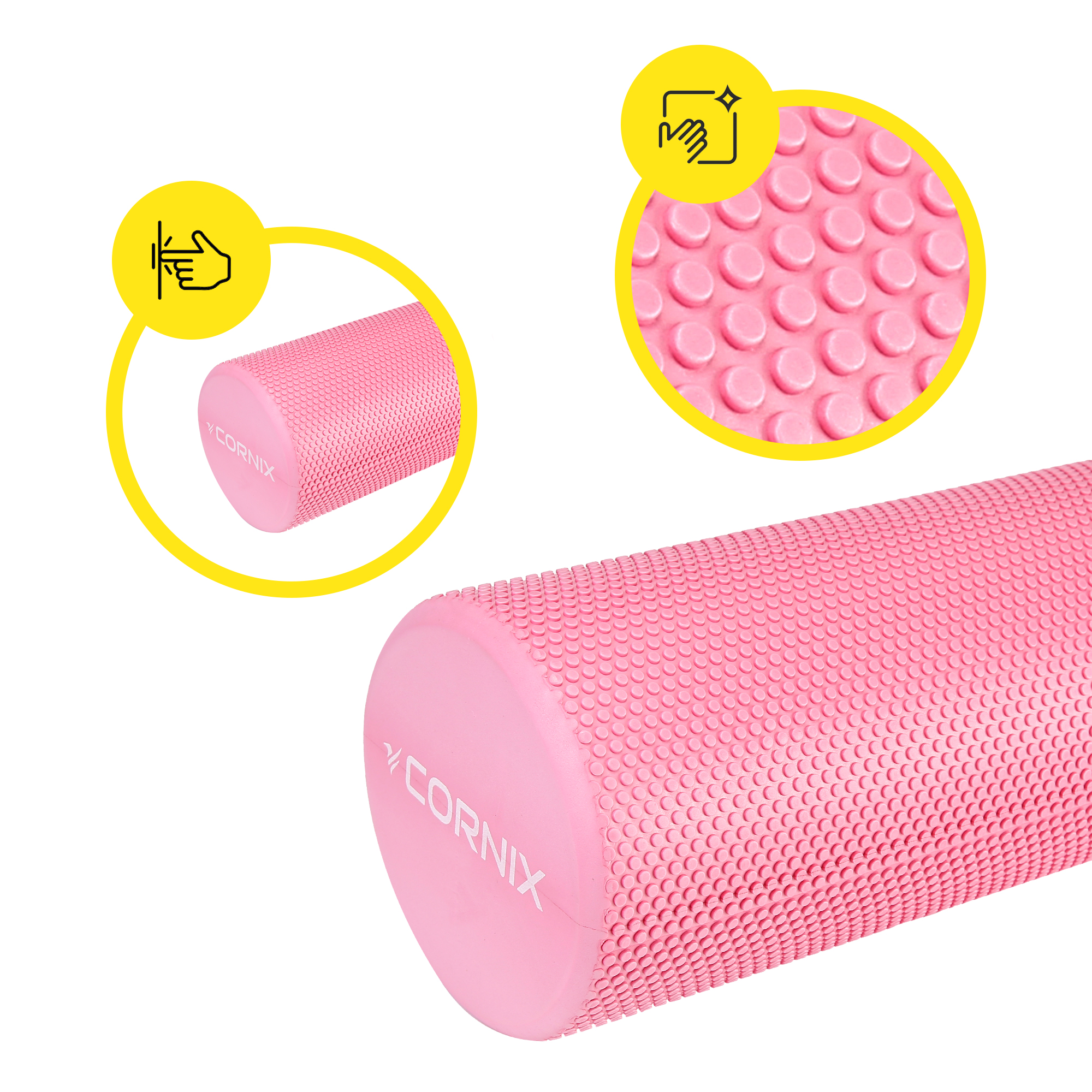 Масажний ролик Cornix EVA+ 60 x 15 см (валик, роллер) XR-0308 Pink — фото 2