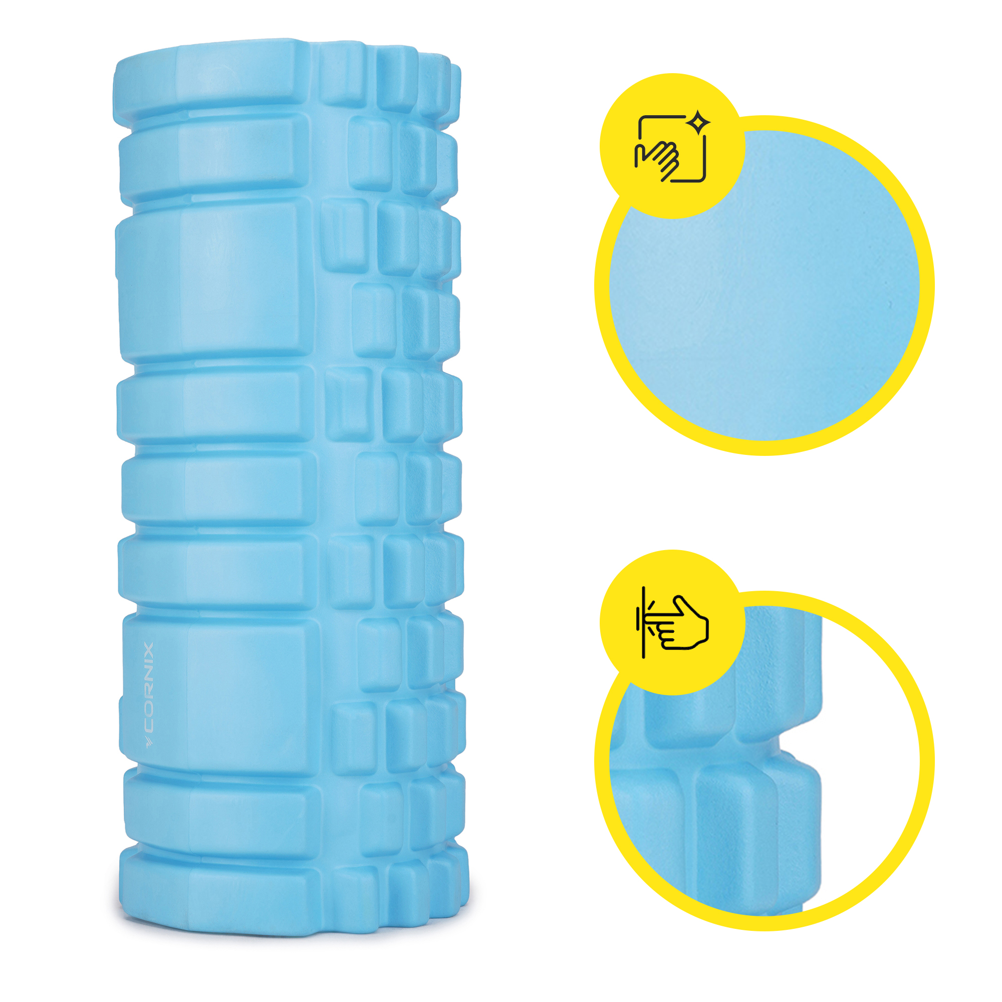 Масажний ролик Cornix EVA 33 x 14 см (валик, роллер) XR-0030 Sky Blue — мініатюра 9