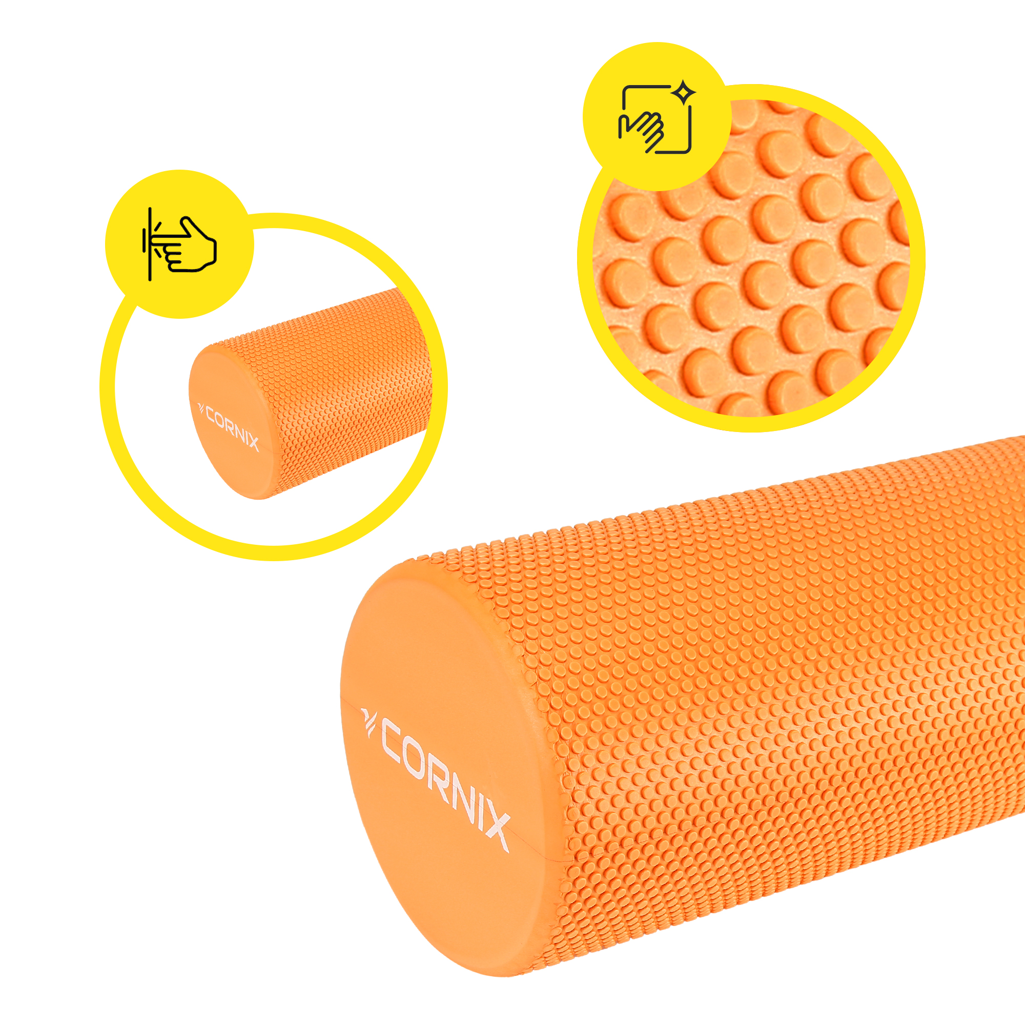 Масажний ролик Cornix EVA+ 45 x 15 см (валик, роллер) XR-0302 Orange — мініатюра 9