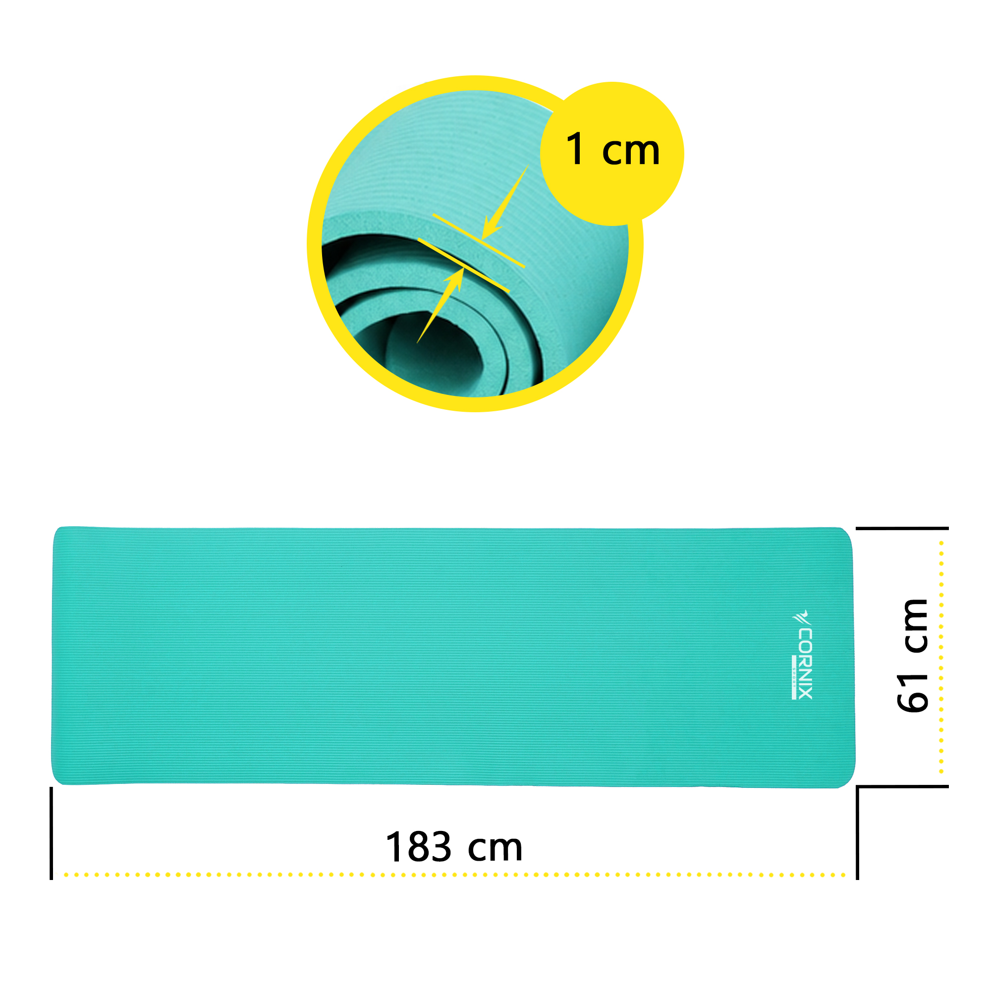 Килимок спортивний Cornix NBR 183 x 61 x 1 cм для йоги та фітнесу XR-0248 Mint — фото 5