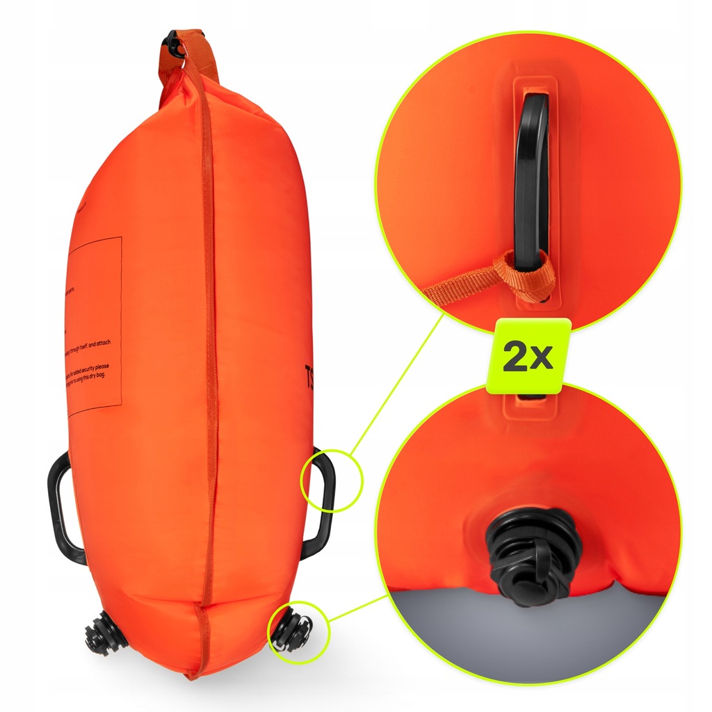 Буй для плавання TSUNAMI надувний 2 в 1 Orange (P-5907739312716) — мініатюра 2