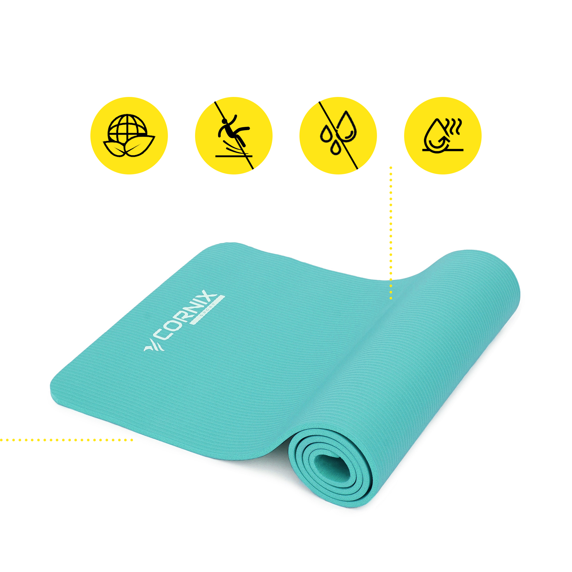 Килимок спортивний Cornix NBR 183 x 61 x 1 cм для йоги та фітнесу XR-0248 Mint — мініатюра 6