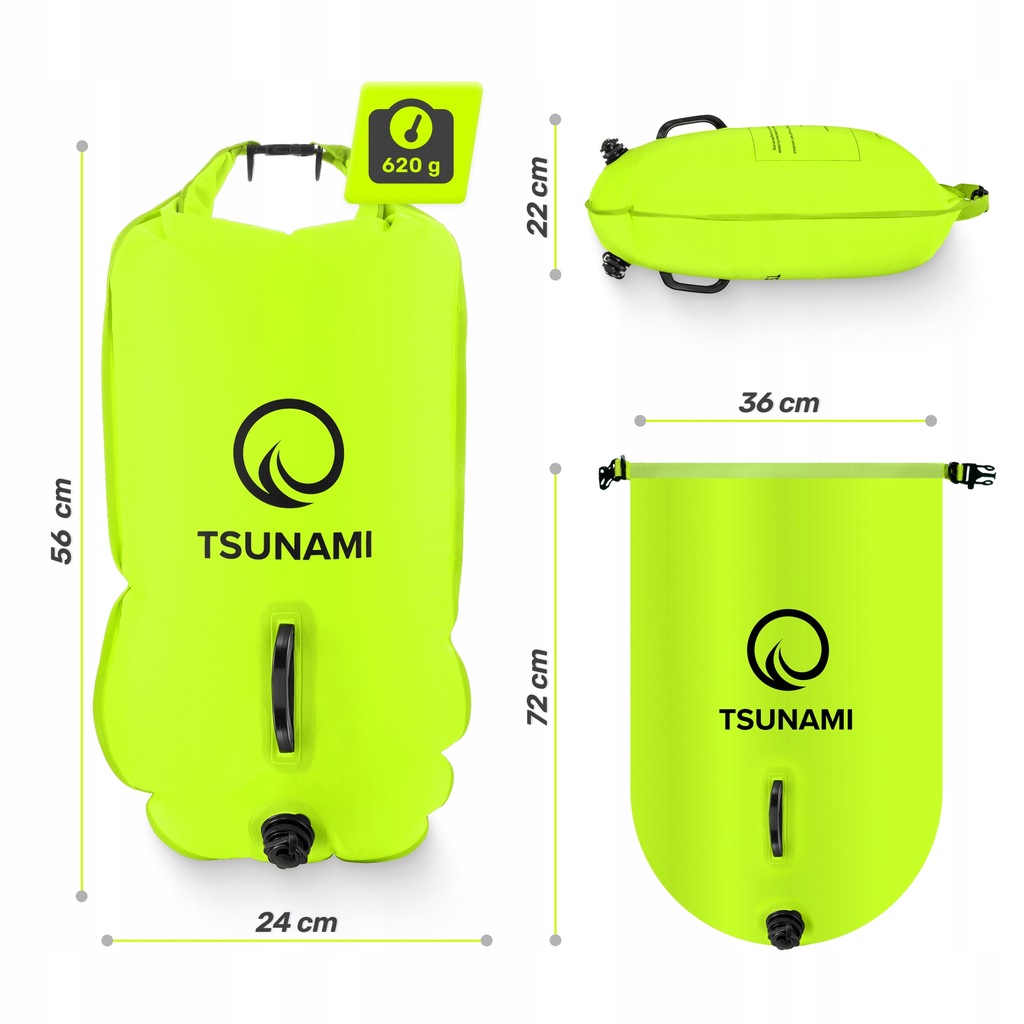Буй для плавання TSUNAMI надувний 2 в 1 Yellow (P-5907739314024) — мініатюра 7