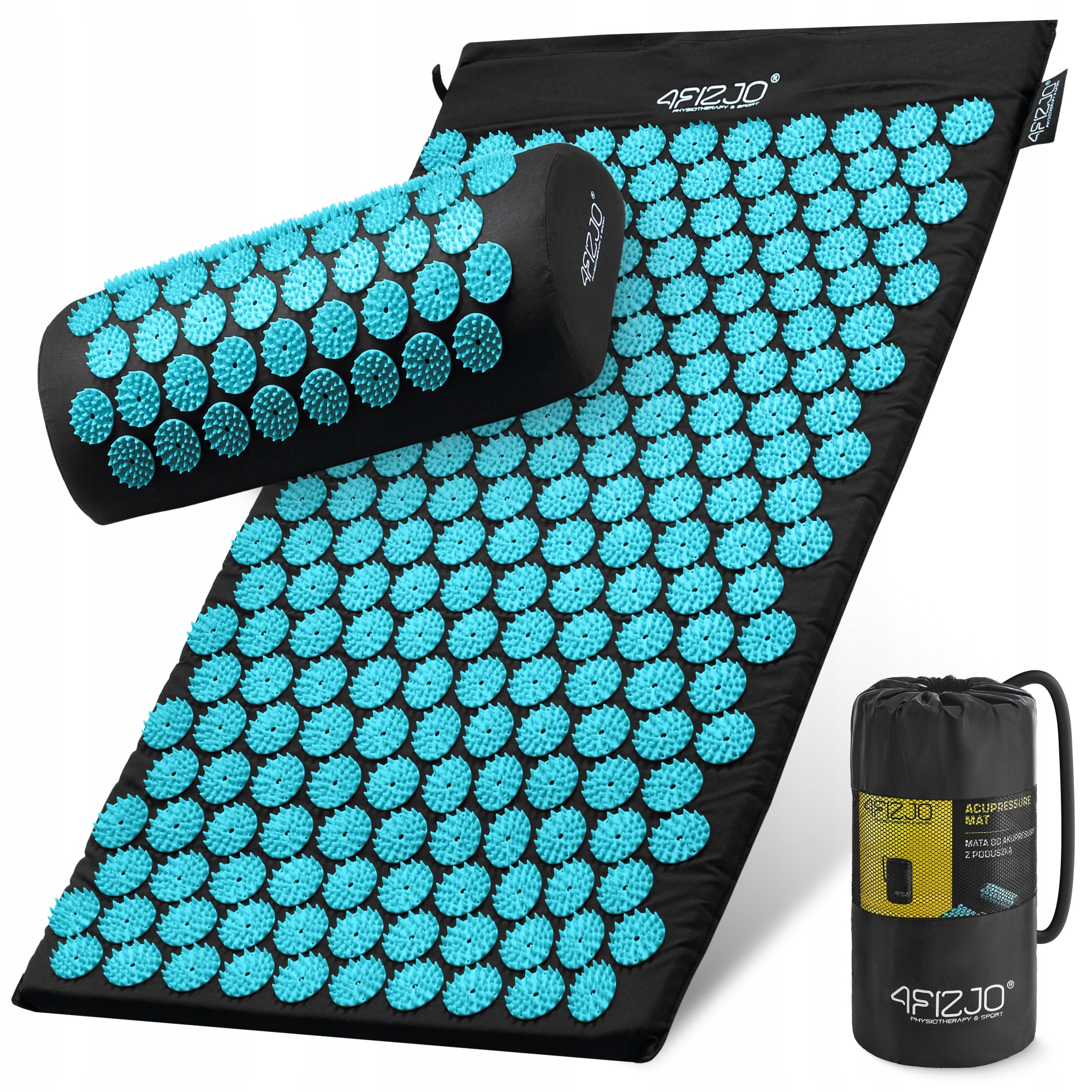 Килимок акупунктурний з валиком 4FIZJO Classic Mat Аплікатор Кузнєцова Black/Blue (P-5905973402385)